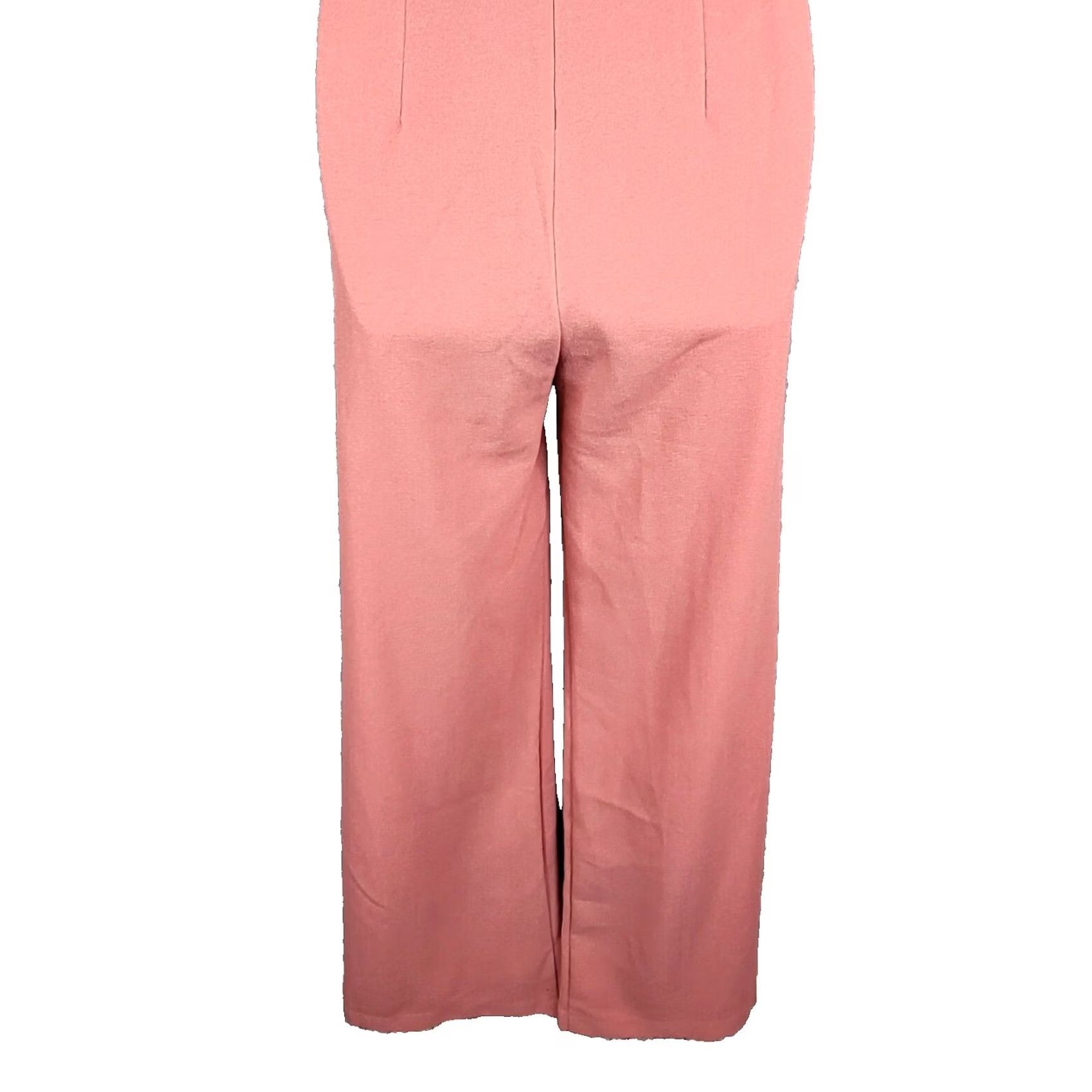 Lulus Lulus Backless Peach Pink Lace Top Jumpsuit M Women Sleeveless V-Neck Wide-Leg 1 Piece Regular 32in Inseam Pink Size M / US 6-8 / IT 42-44 - 6 Thumbnail