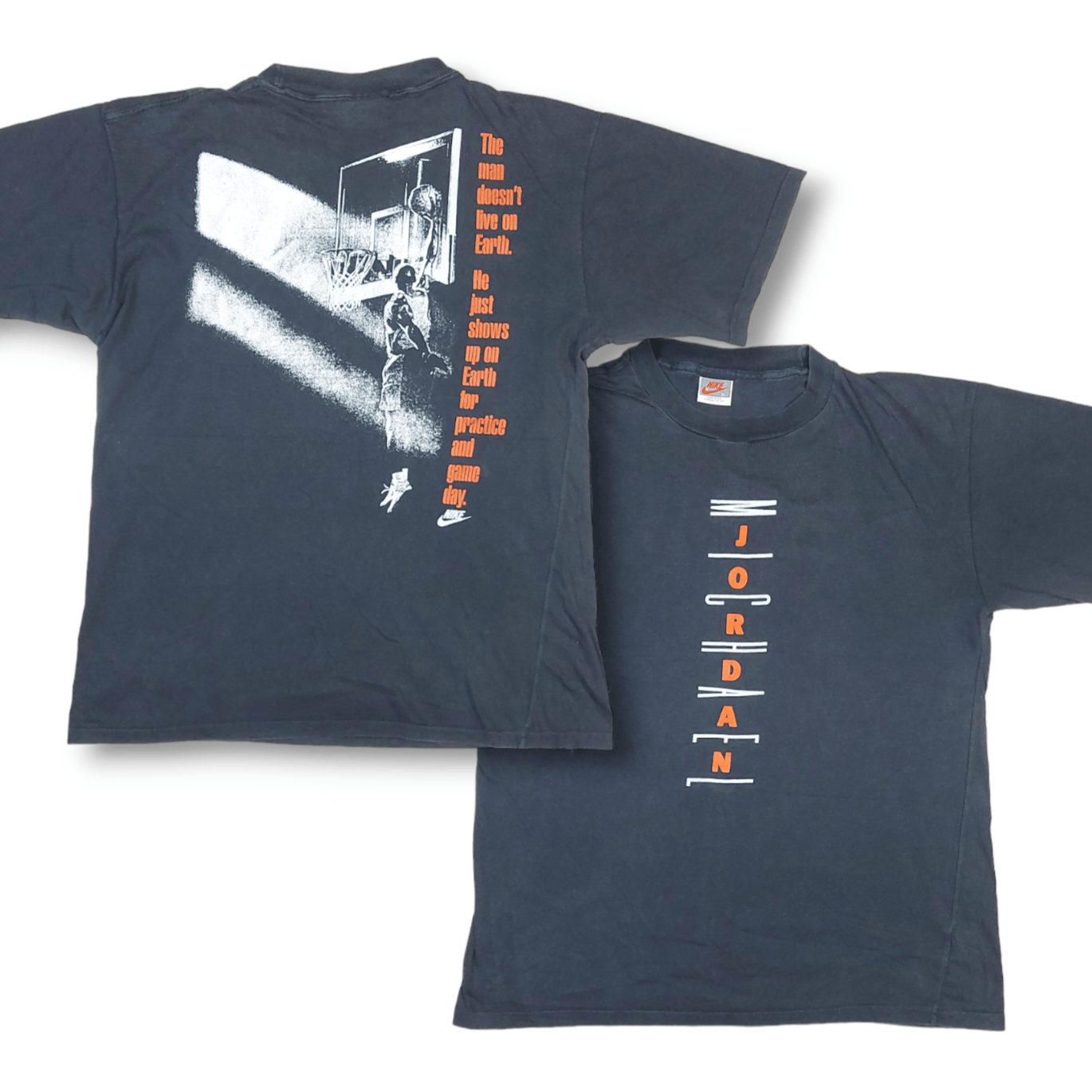 image of Jordan Nike Vintage 80's Nike Michael Jordan Made In Uk Double-Sided Tee in Black, Men's (Size XL)