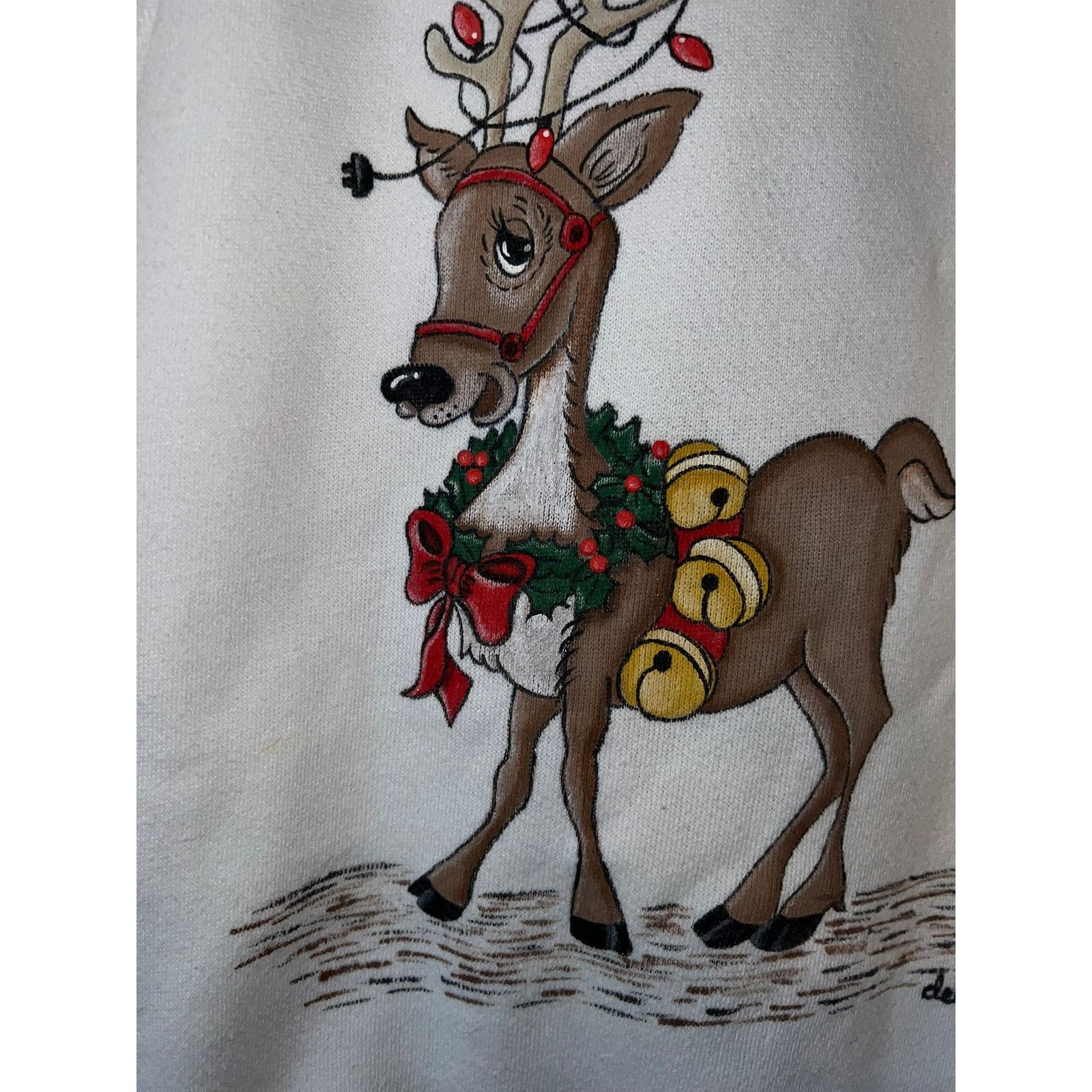 Tultex Vintage Christmas Sweatshirt Tultex Crewneck Reindeer 80s L Size US L / EU 52-54 / 3 - 4 Thumbnail