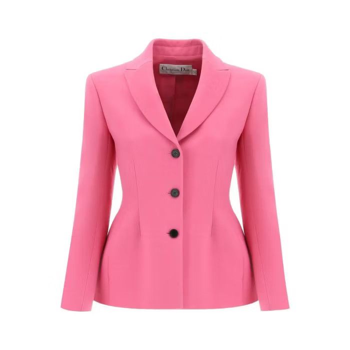 image of Dior O1S22I1N0524 Wool Silk Fitted Jacket In Pink, Women's (Size XS)