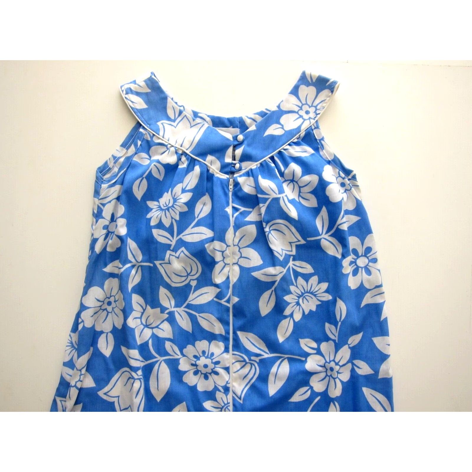 Vintage VINTAGE Helen Of Troy Cotton Blue White Floral Hawaiian Zip Tank Sun Dress Small Size S / US 4 / IT 40 - 7 Thumbnail