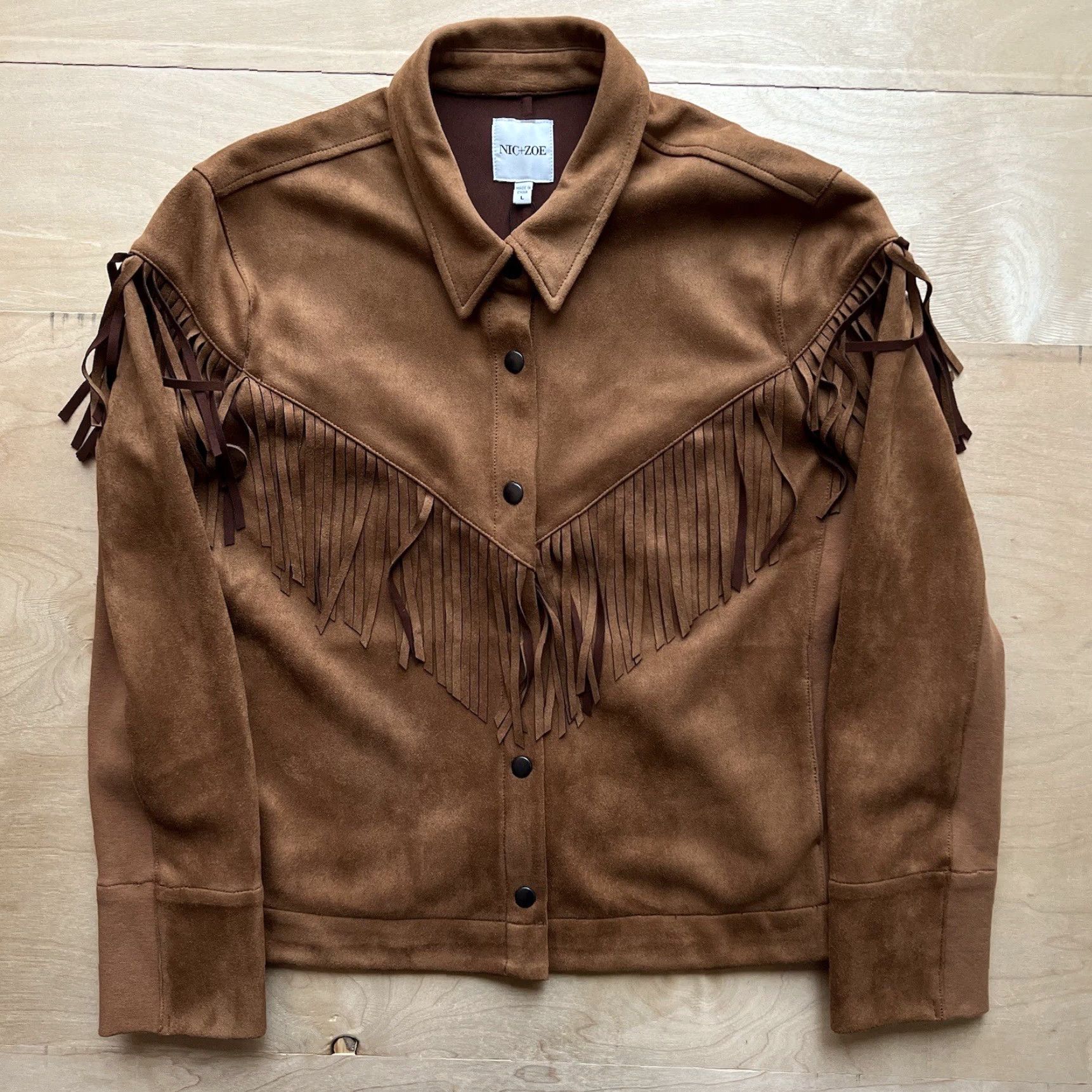 NIC+ZOE Nic+Zoe Fringe Jacket Women's Large Brown Western Outerwear NWT Jacket Size L / US 10 / IT 46 - 2 Thumbnail