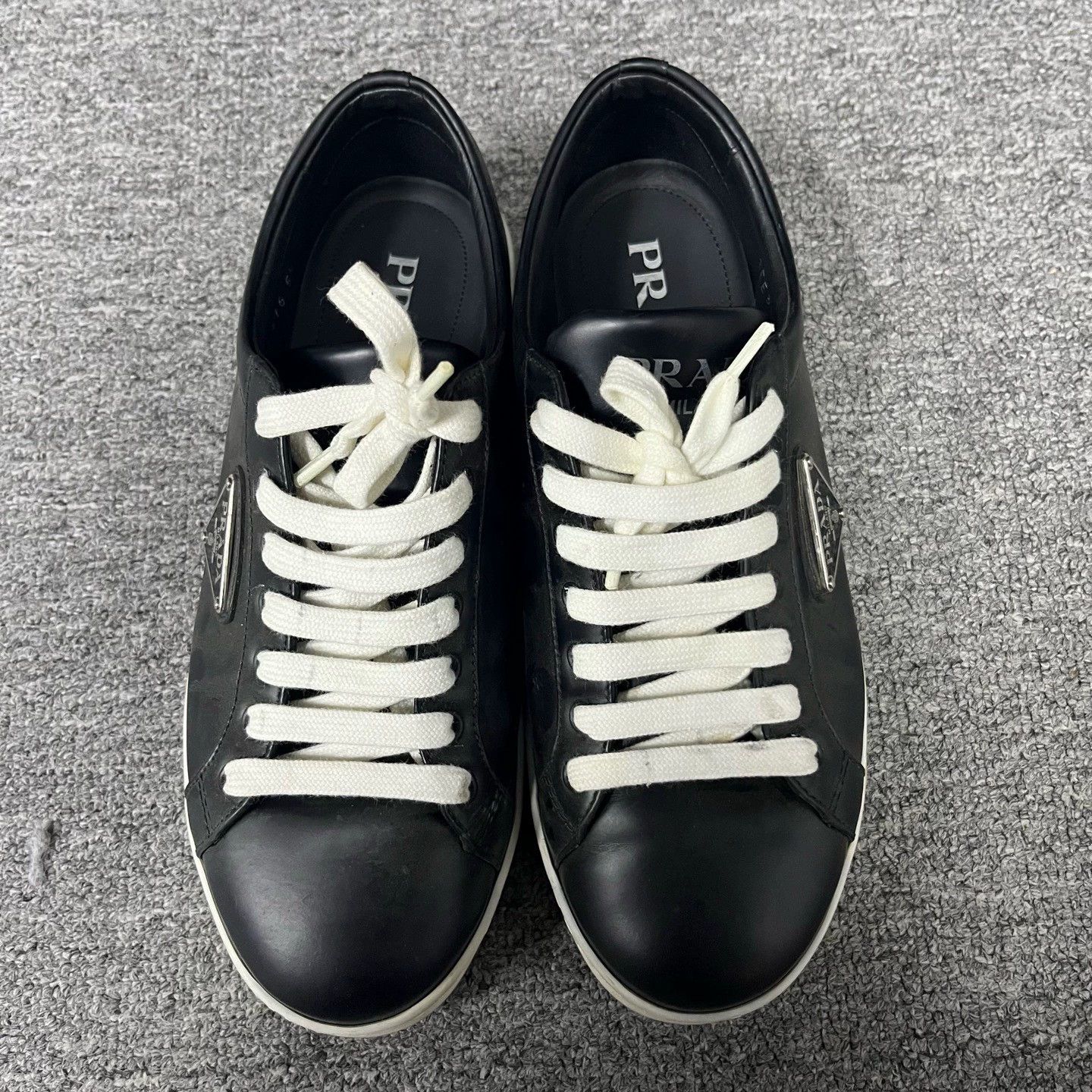 Prada prada black leather low-top fashion sneakers Size US 5.5 / EU 38 - 2 Thumbnail