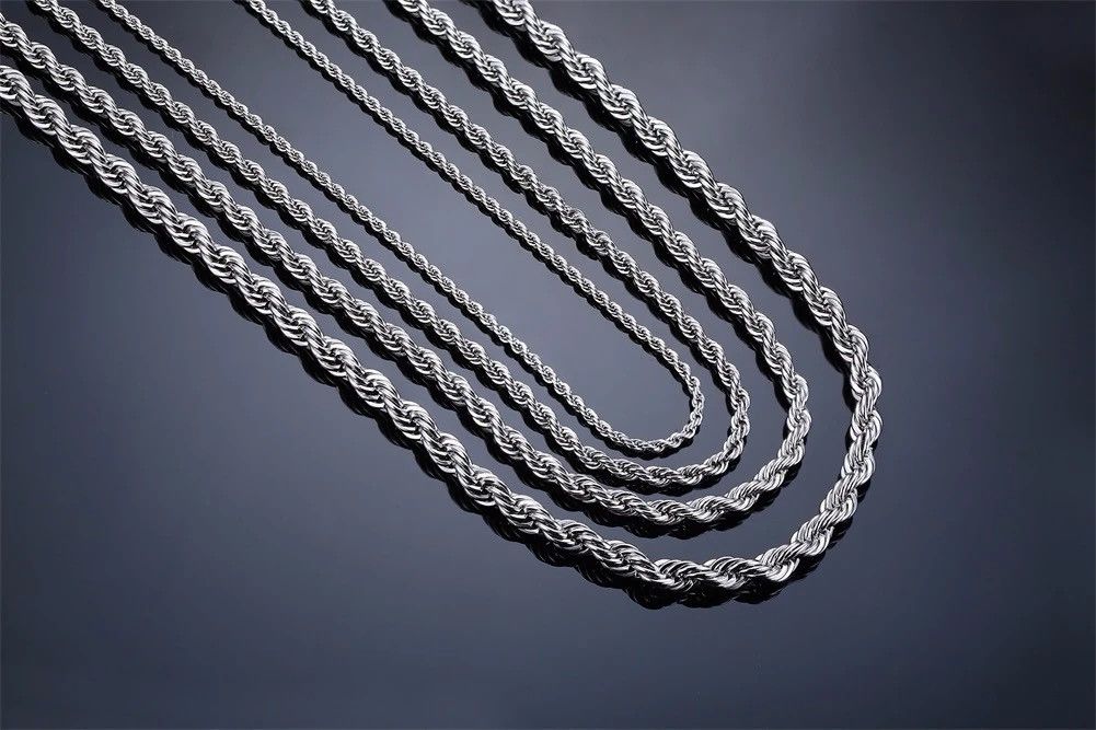 Jewelry × Vintage Men Ropes Long Necklace Stainless Steel Size ONE SIZE - 4 Thumbnail