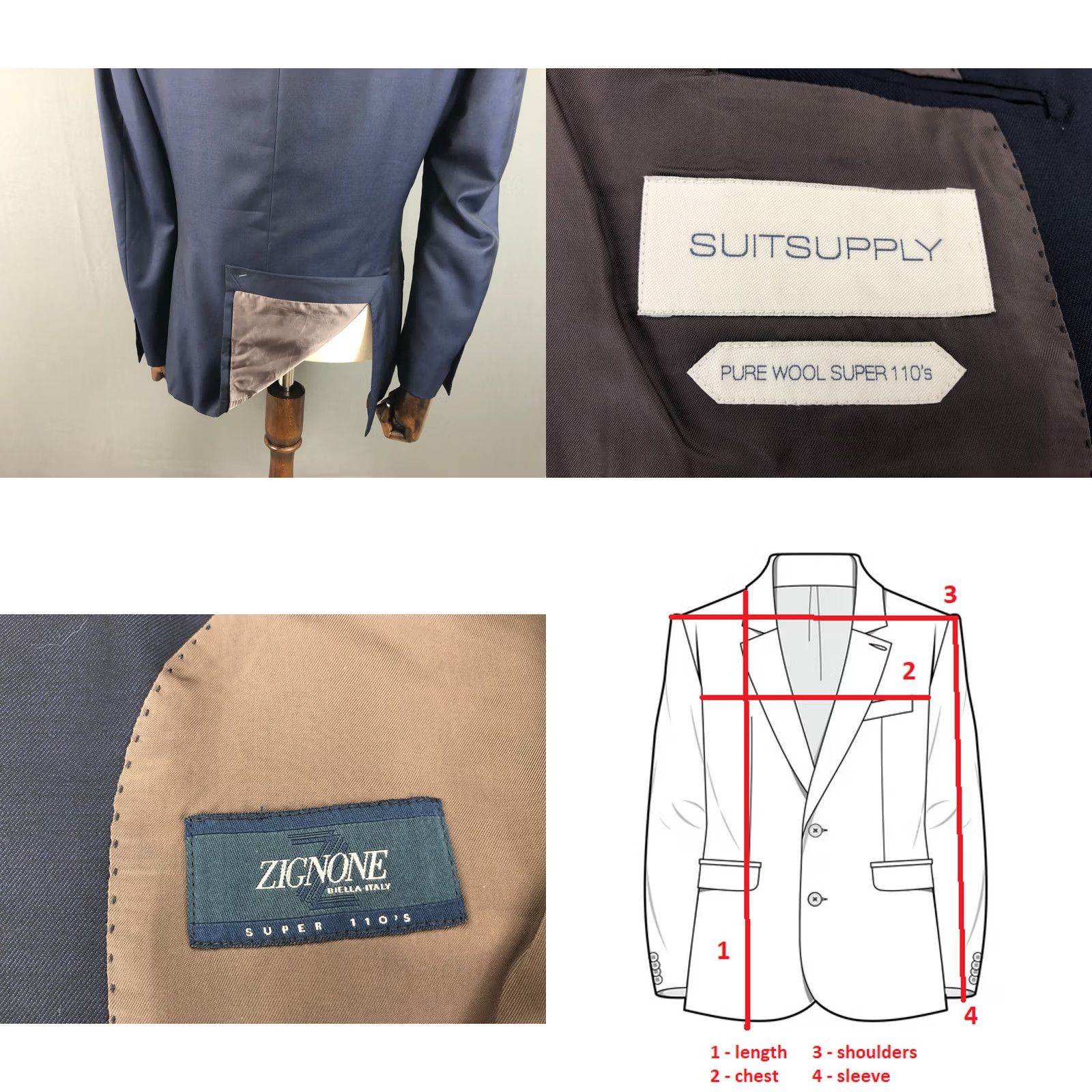 Suitsupply Suitsupply Blazer Wool Single-Breasted Dark Blue Men Size 44L - 8 Thumbnail