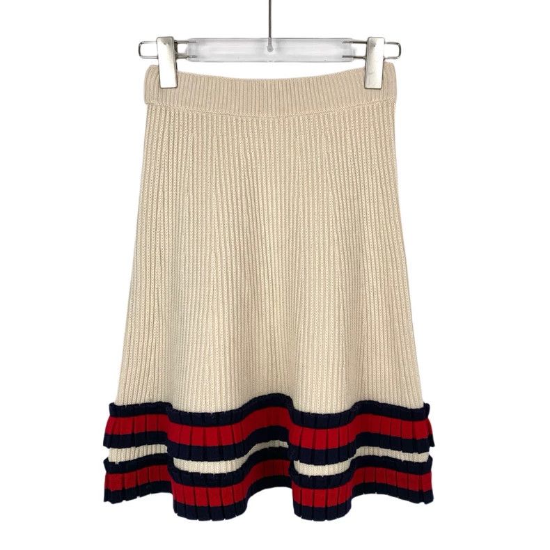 Gucci Gucci Size S Beige striped wool knitted skirt Size 25" / US 0 / IT 36 - 1 Thumbnail
