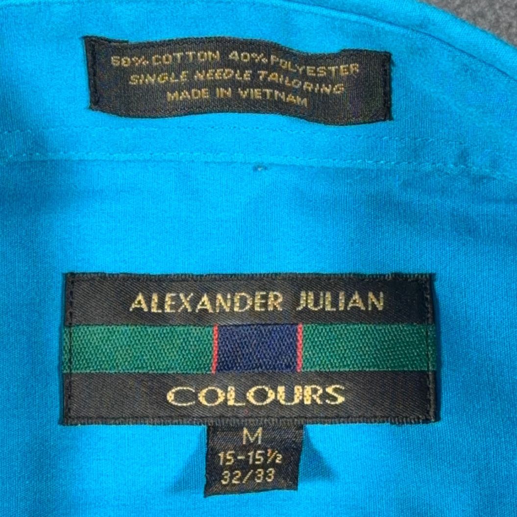 Alexander Julian VINTAGE Alexander Julian Colours Shirt Adult MEDIUM Blue Dress Preppy 90s Size 40R - 5 Thumbnail