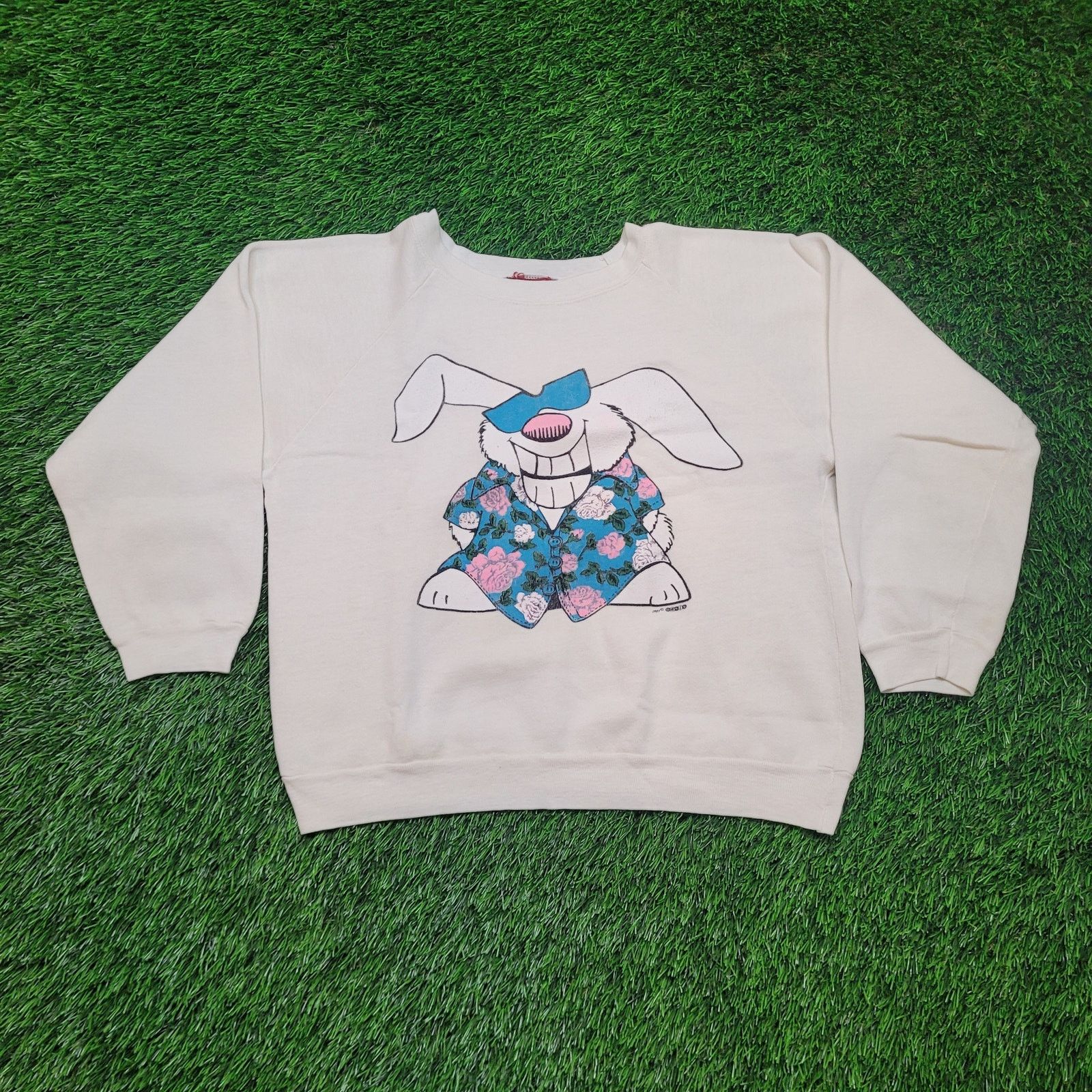 Vintage VTG 80s Funny Rabbit Sweatshirt Womens Large Crop 3/4 Sleeve Size L / US 10 / IT 46 - 1 Thumbnail