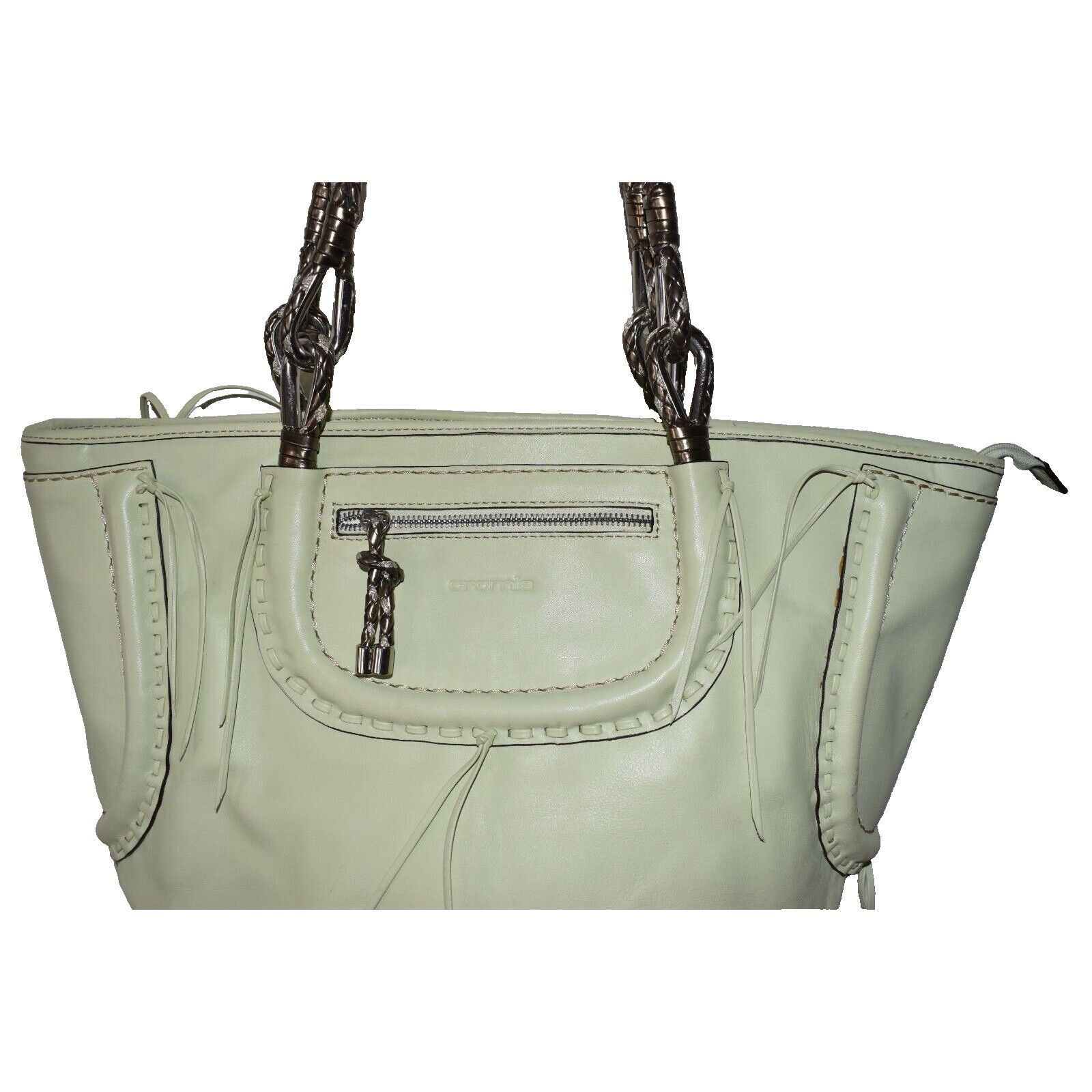Other NWOT CROMIA Green Braided Bronze Handles Large Hobo Tote Bag Size ONE SIZE - 2 Thumbnail