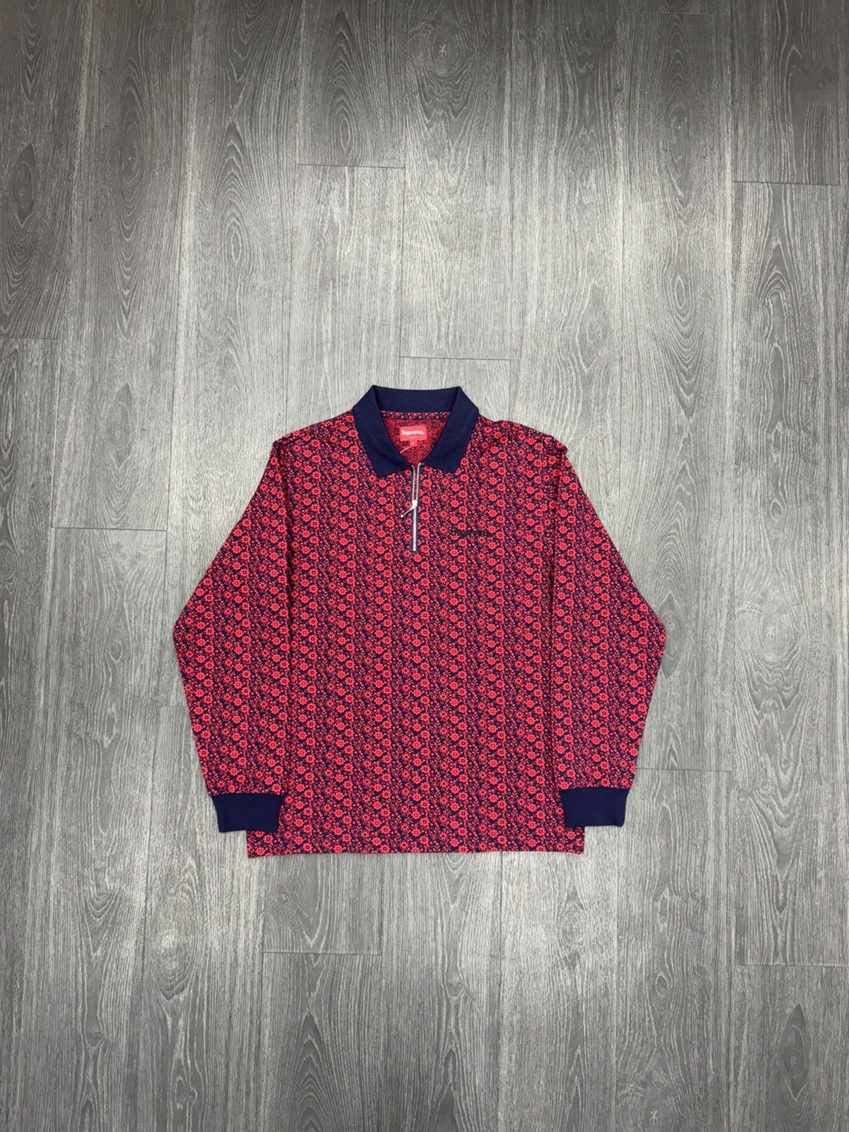 Supreme Floral Jacquard Zip Polo | Grailed