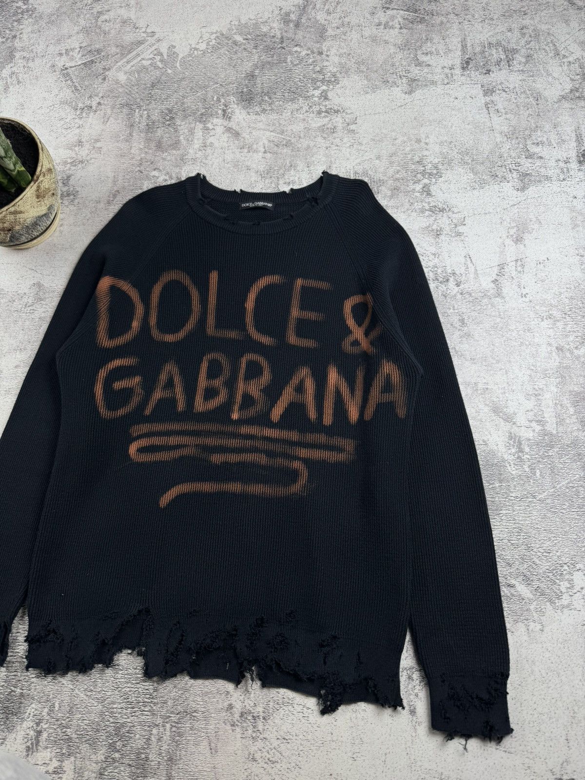 Vintage Dolce & Gabbana Distressed Y2K Thrashed Knit Faded Men’s 54 Size Sweater Pullover Size US L / EU 52-54 / 3 - 3 Thumbnail