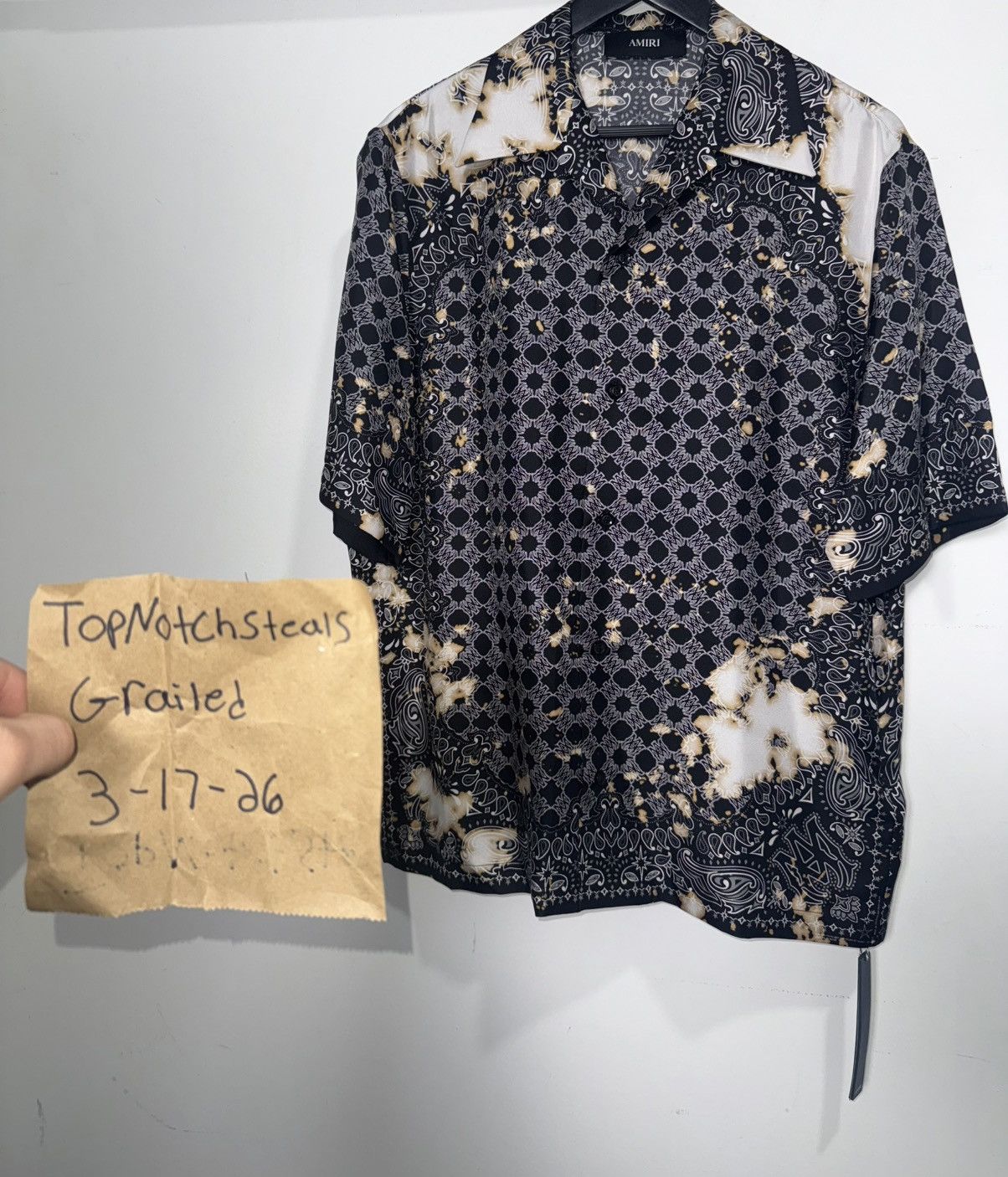 Amiri Amiri Bleach Bandana Bowling Shirt, made from 100% silk Size US L / EU 52-54 / 3 - 1 Thumbnail