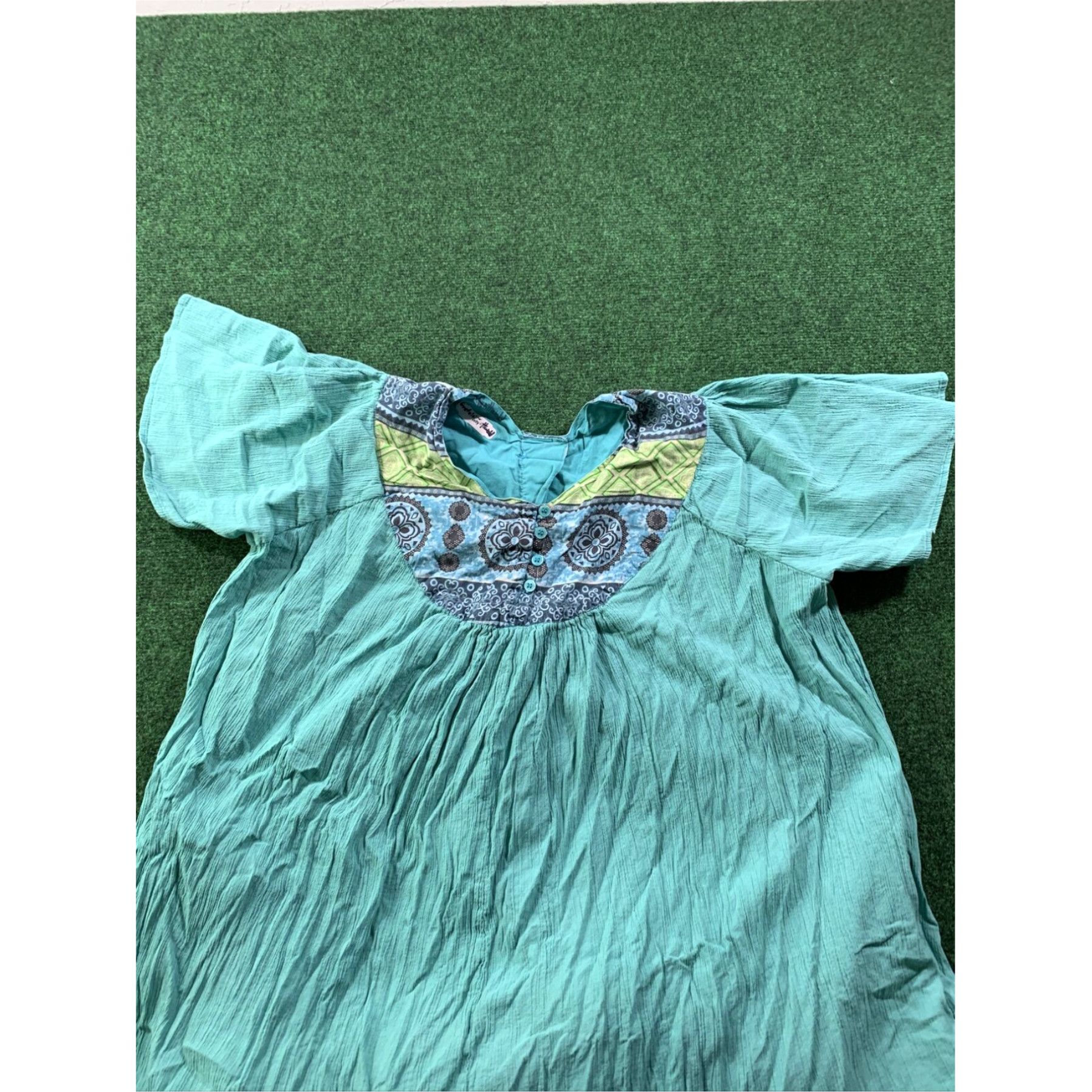 Vintage Unbranded Ocean Blue Multi design Lounge Dress Full MooMoo Size L Pockets Size L / US 10 / IT 46 - 5 Thumbnail