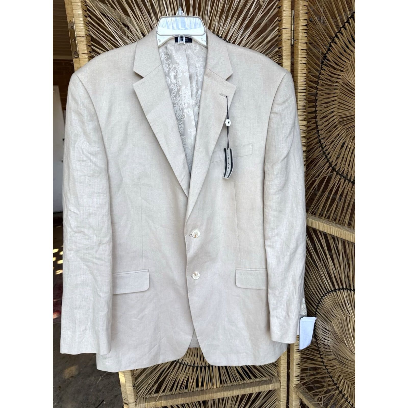 Vintage Saddlebred Blazer 100% Linen Tan 2 Piece 44 Regular New With Tags Mens Brown Jacket Style 2 Piece Vintage? Size 44R - 3 Thumbnail