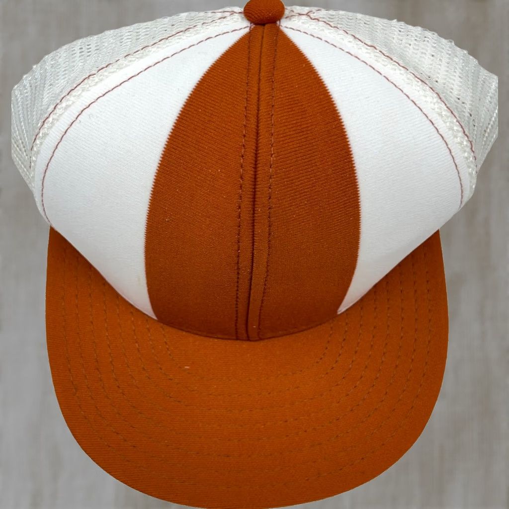 Vintage VINTAGE Lucky Stripes Orange White Texas Trucker Hat Cap Snap Back Blank Plain Size ONE SIZE - 1 Thumbnail
