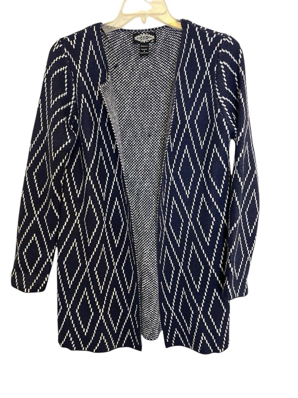 Designer Anthropologie Oliver O By Escio Open Cardigan Blue Diamond Size M / US 6-8 / IT 42-44 - 1 Thumbnail