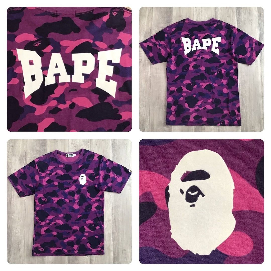 Bape Purple camo BAPE logo T-shirt a bathing ape Size US L / EU 52-54 / 3 - 1 Thumbnail