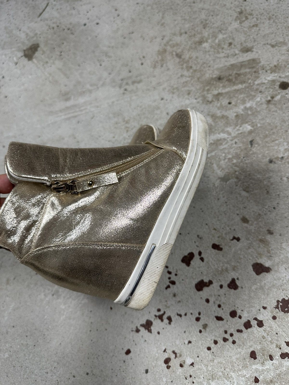 Vintage Vintage Y2K High Top Sneakers Gold Japanese Isabel Size US 5 / IT 35 - 4 Thumbnail