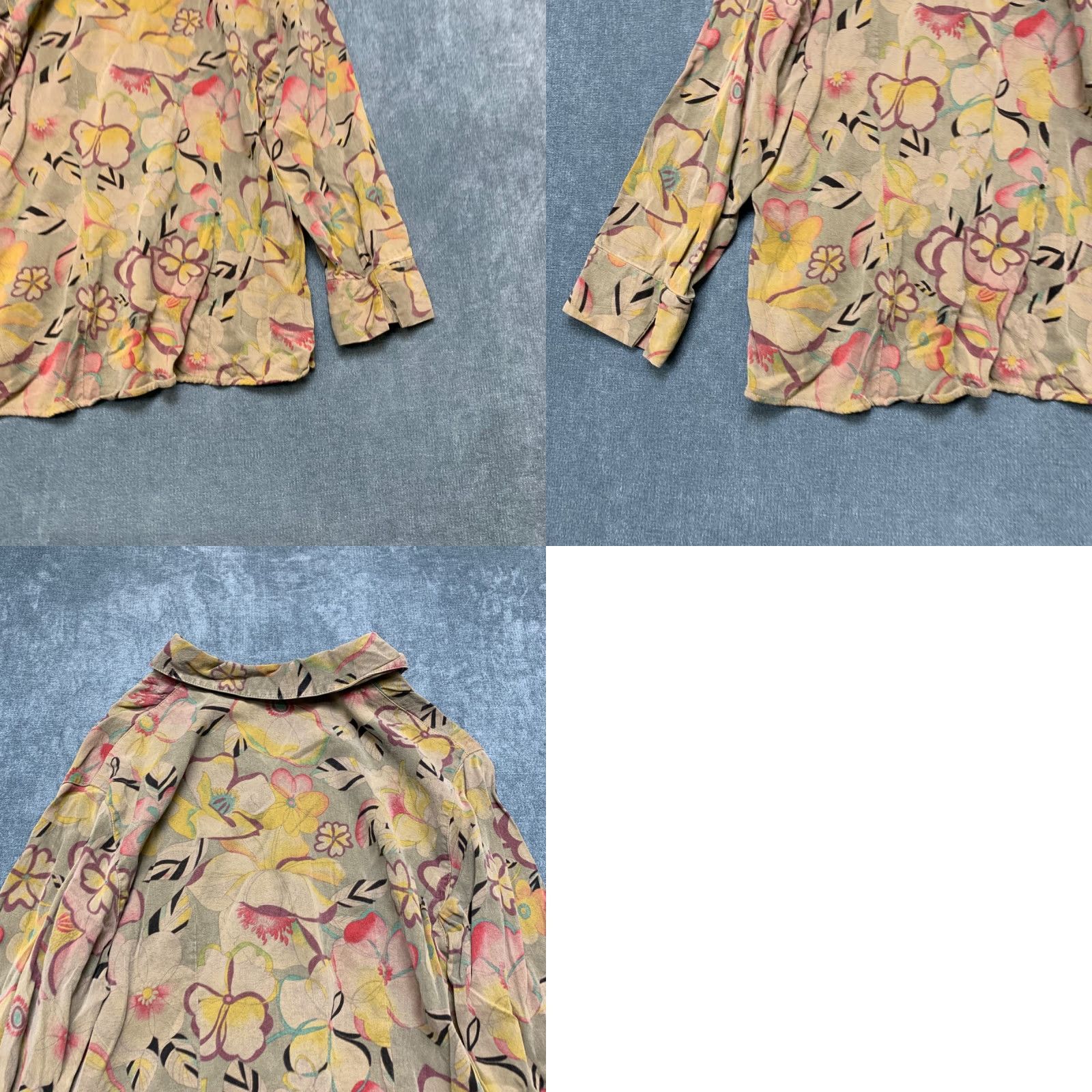Vintage VTG Tianello Suzy Blouse Womens Medium Gray Asian Floral Button Up Made In USA Size M / US 6-8 / IT 42-44 - 9 Thumbnail