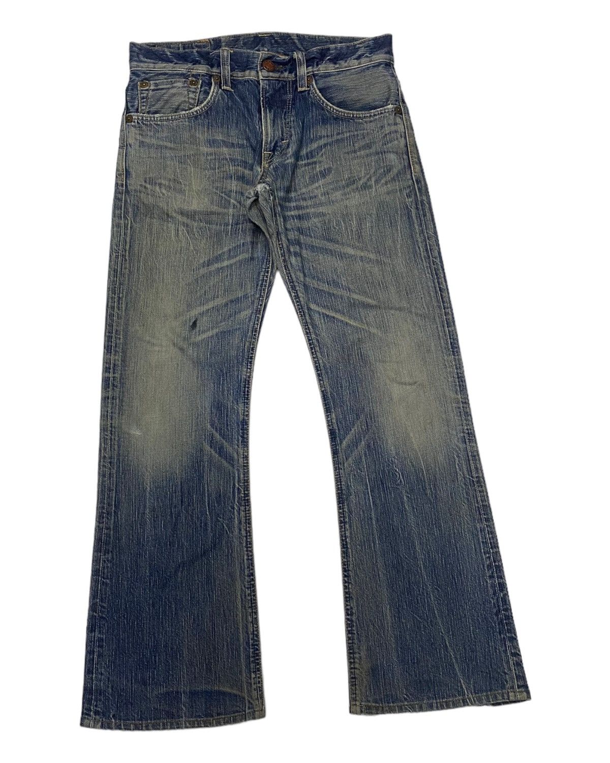 Edwin 🔥FLARE JEANS EDWIN 503 BLUE TRIP DISTRESSED DENIM JEANS Size US 32 / EU 48 - 2 Thumbnail