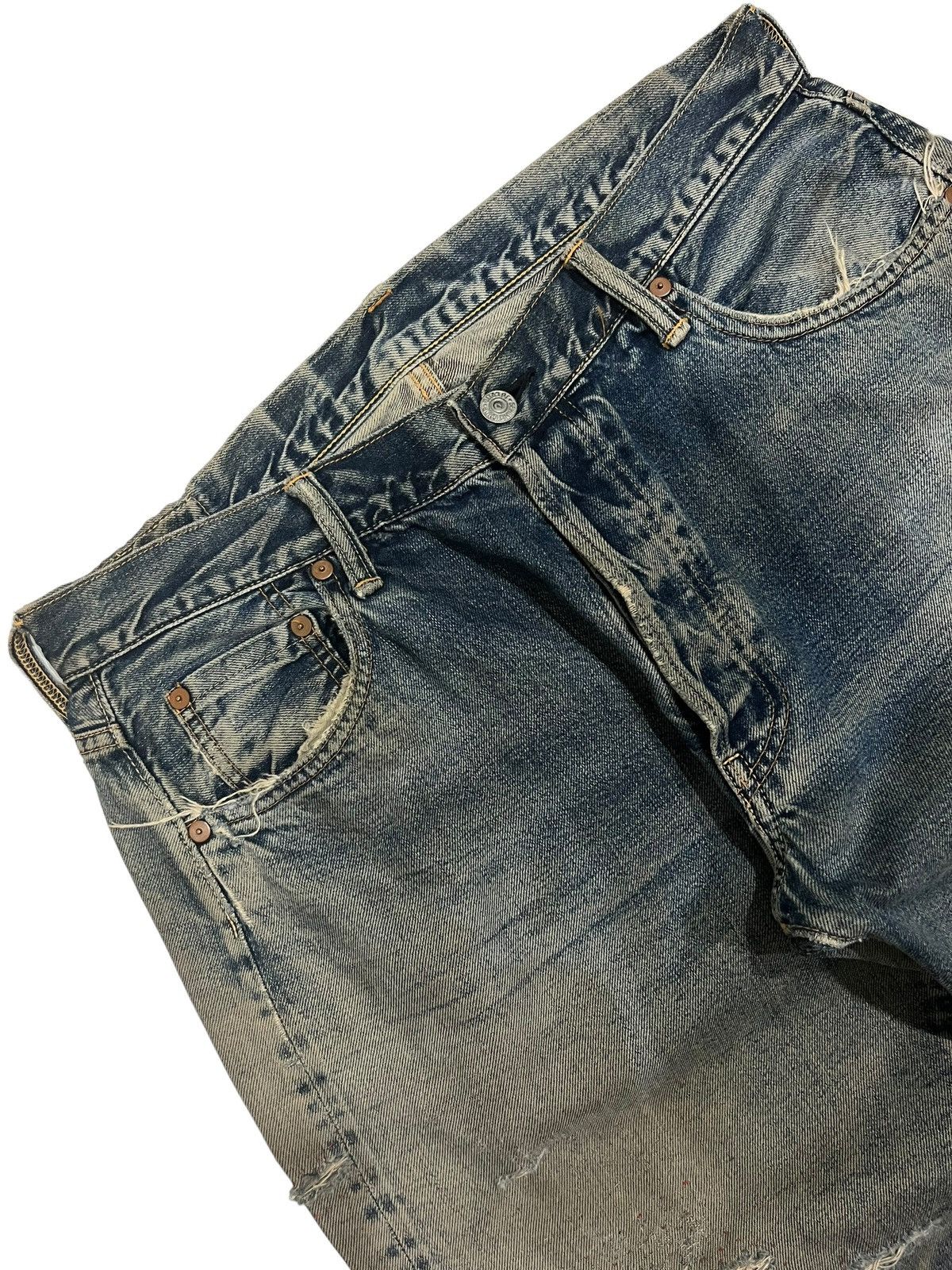 Japanese Brand × Johnbull × KOJIMA GENES Vintage Japanese Brand Sewing Chop Distressed Redline Jorts Size US 34 / EU 50 - 6 Thumbnail