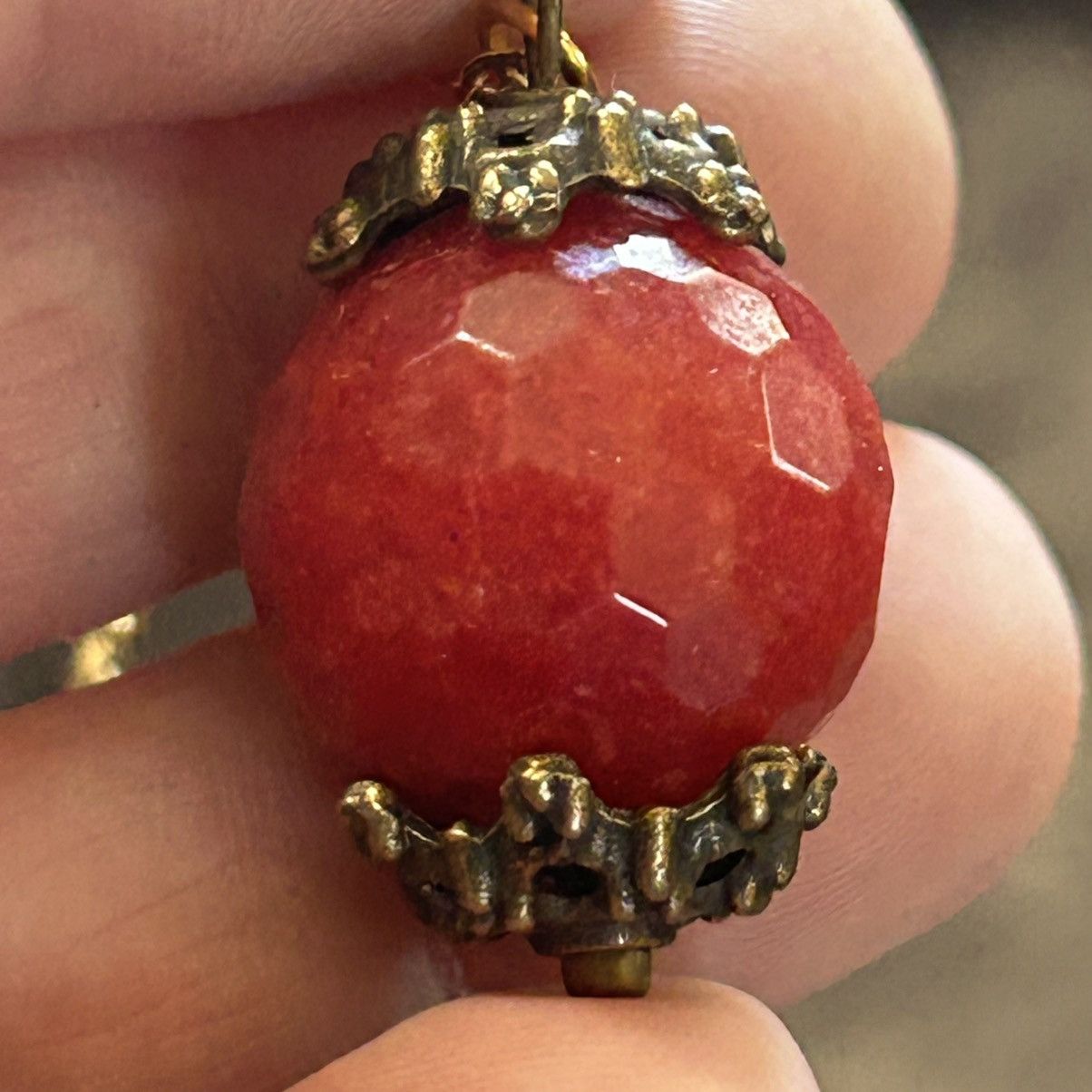 Vintage Vintage faceted bell capped carnelian agate pendant necklace Size ONE SIZE - 10 Thumbnail