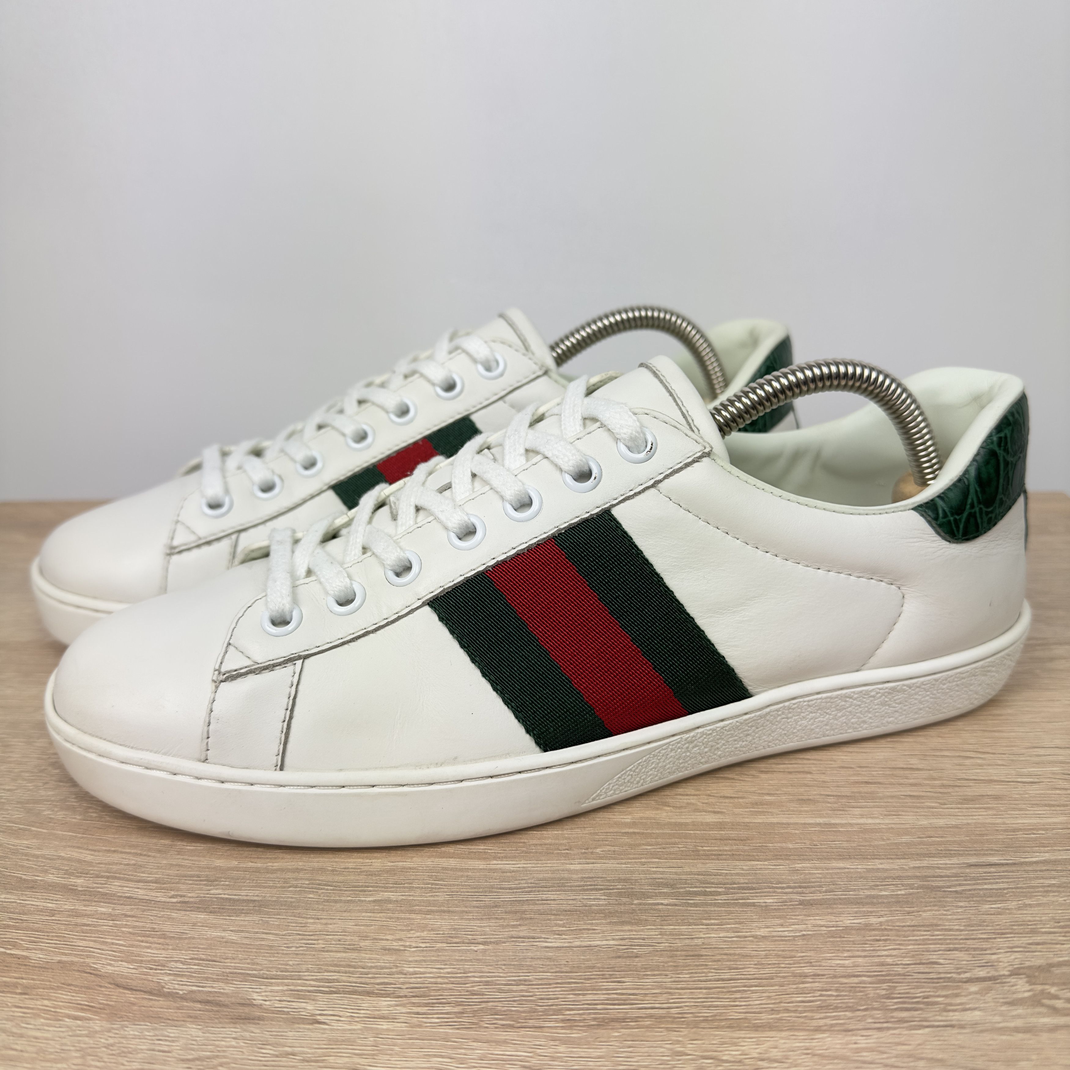 Gucci Ace Web White/Green 386750 Shoes Size 7 G Size US 7.5 / EU 40-41 - 4 Thumbnail
