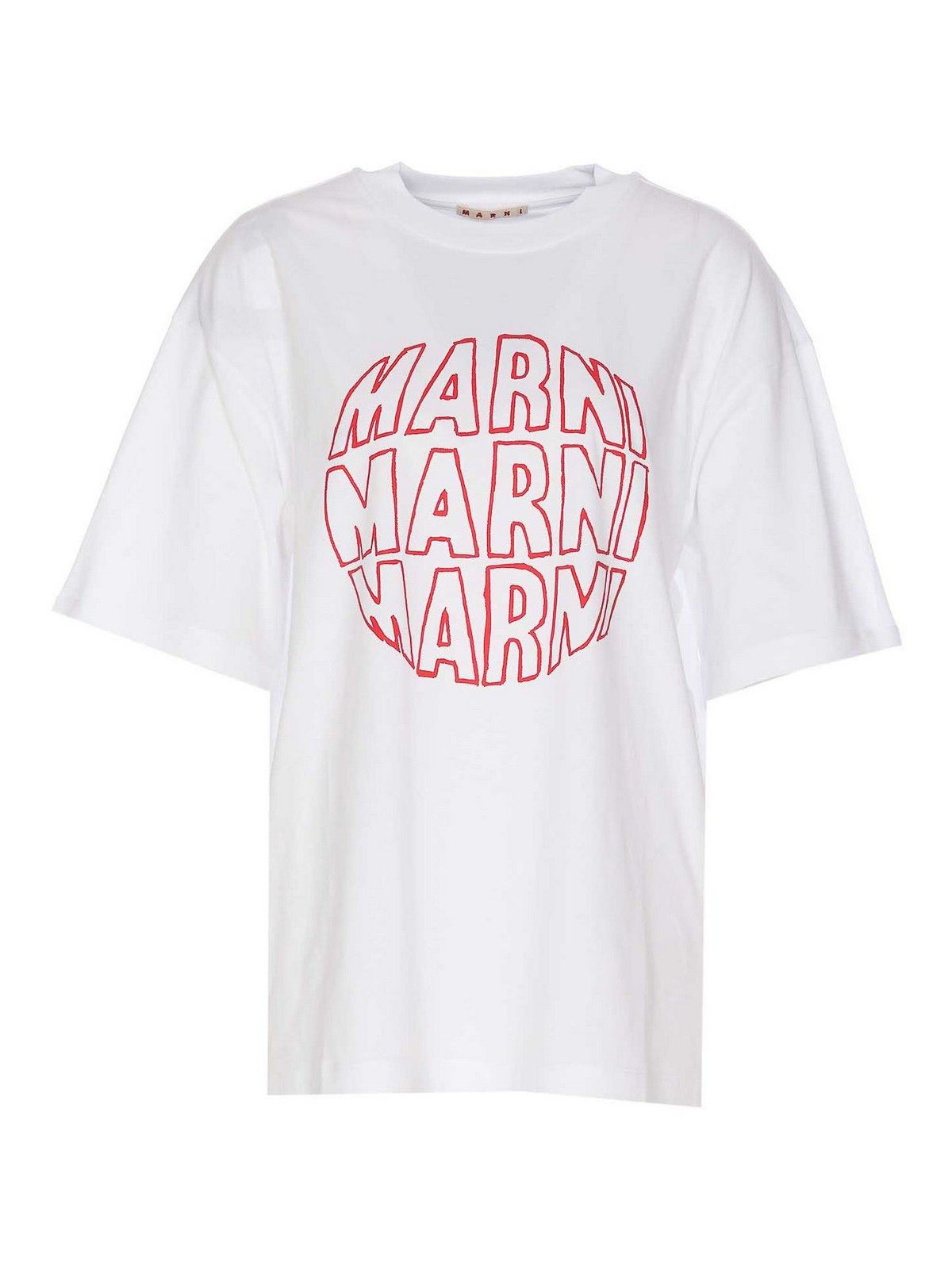 Marni o1w1db10824 Logo T-Shirt in White Size US M / EU 48-50 / 2 - 1 Thumbnail