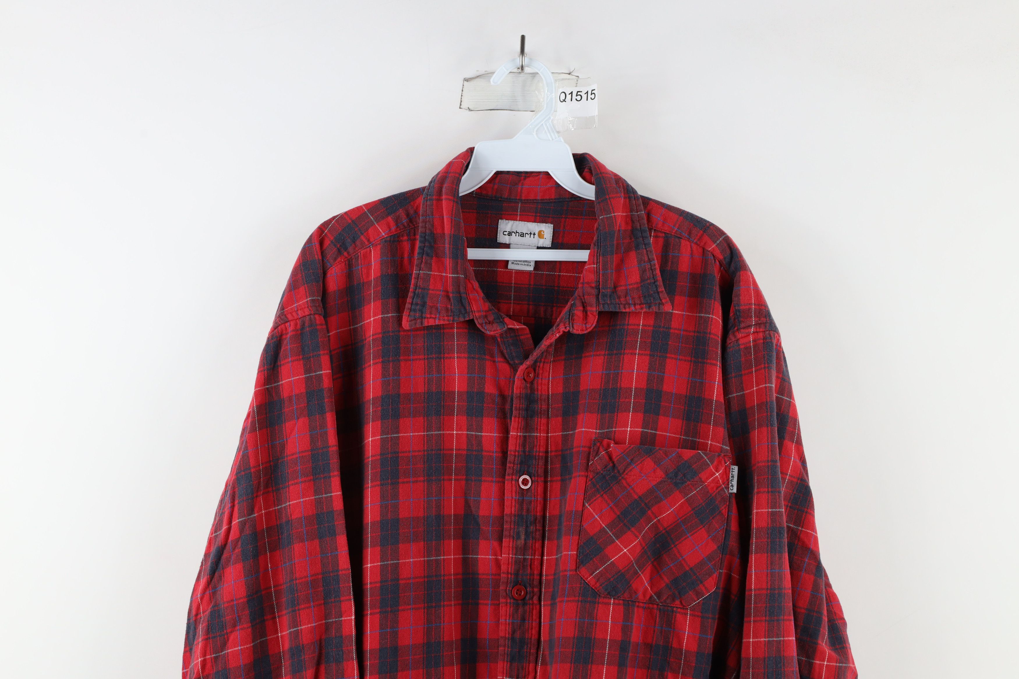 Carhartt × Vintage Vintage Carhartt Spell Out Collared Flannel Button Shirt Size US XXL / EU 58 / 5 - 2 Thumbnail