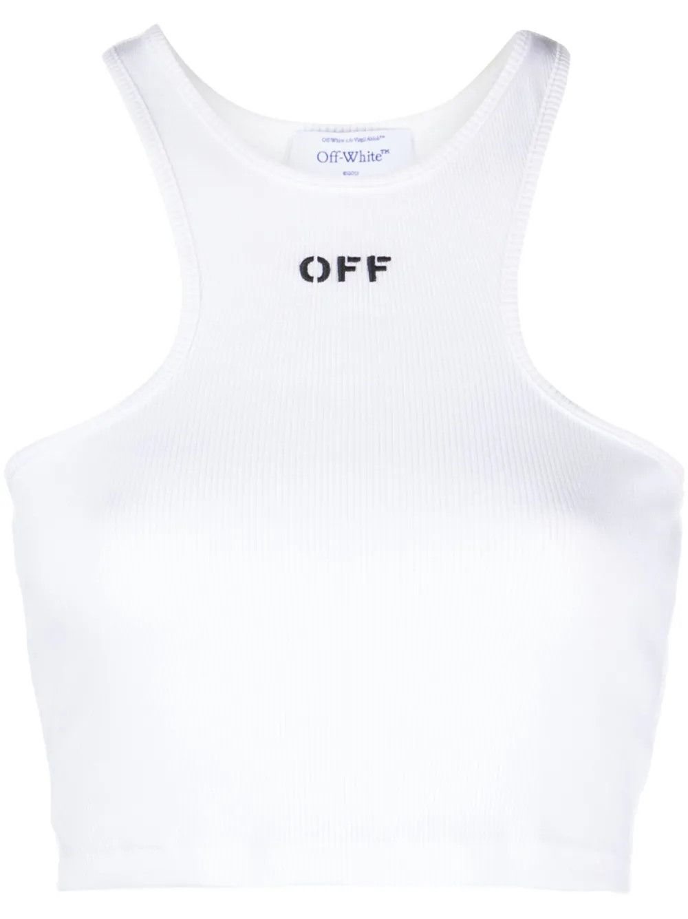 Off-White o1mle0425 Off Stamp Ribbed Rowing Crop Tank Top in White Size M / US 6-8 / IT 42-44 - 1 Thumbnail