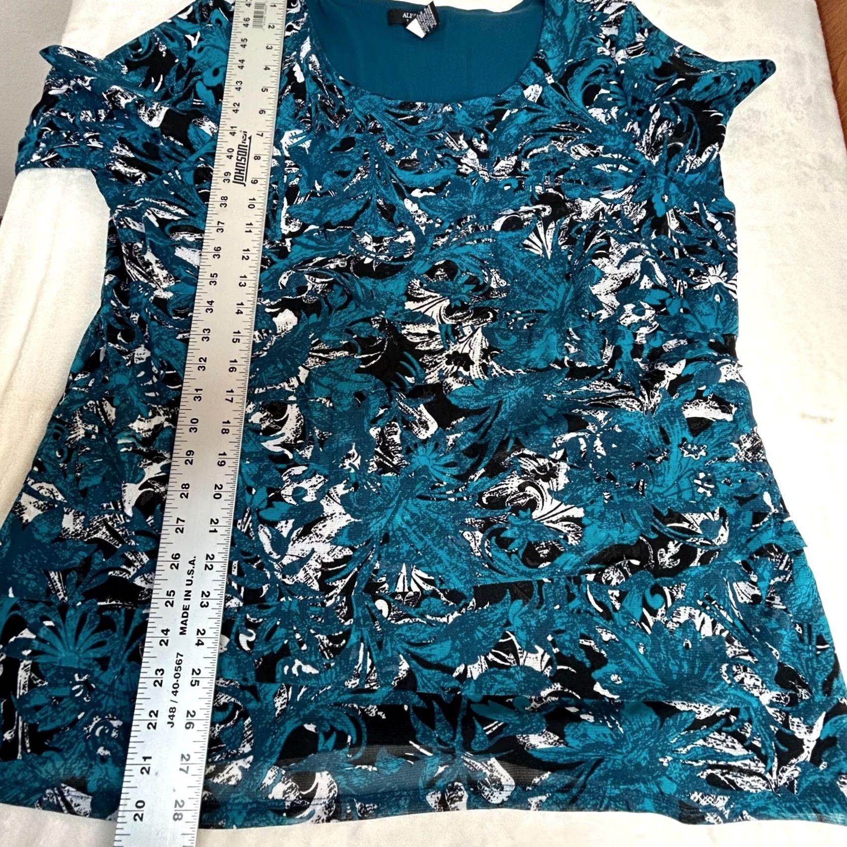 Alfani Alfani Womens Plus Size 3X Blue Black Floral Layered Tunic Top 3/4 Sleeve Casual Size XXL / US 16-18 / IT 52-54 - 7 Thumbnail