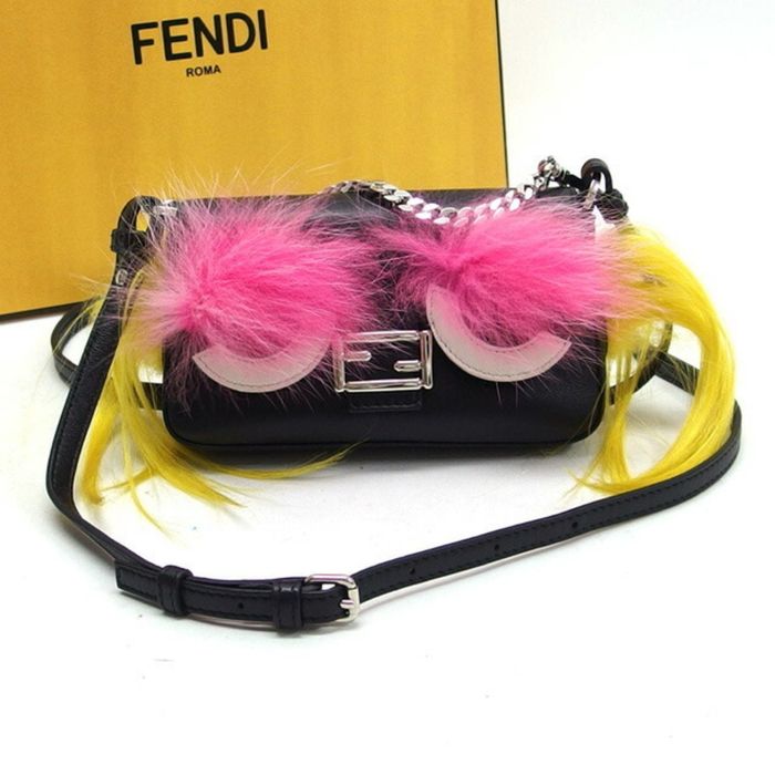 Fendi FENDI MICRO BUCKET MONSTER SHOULDER BAG BLACK Grailed