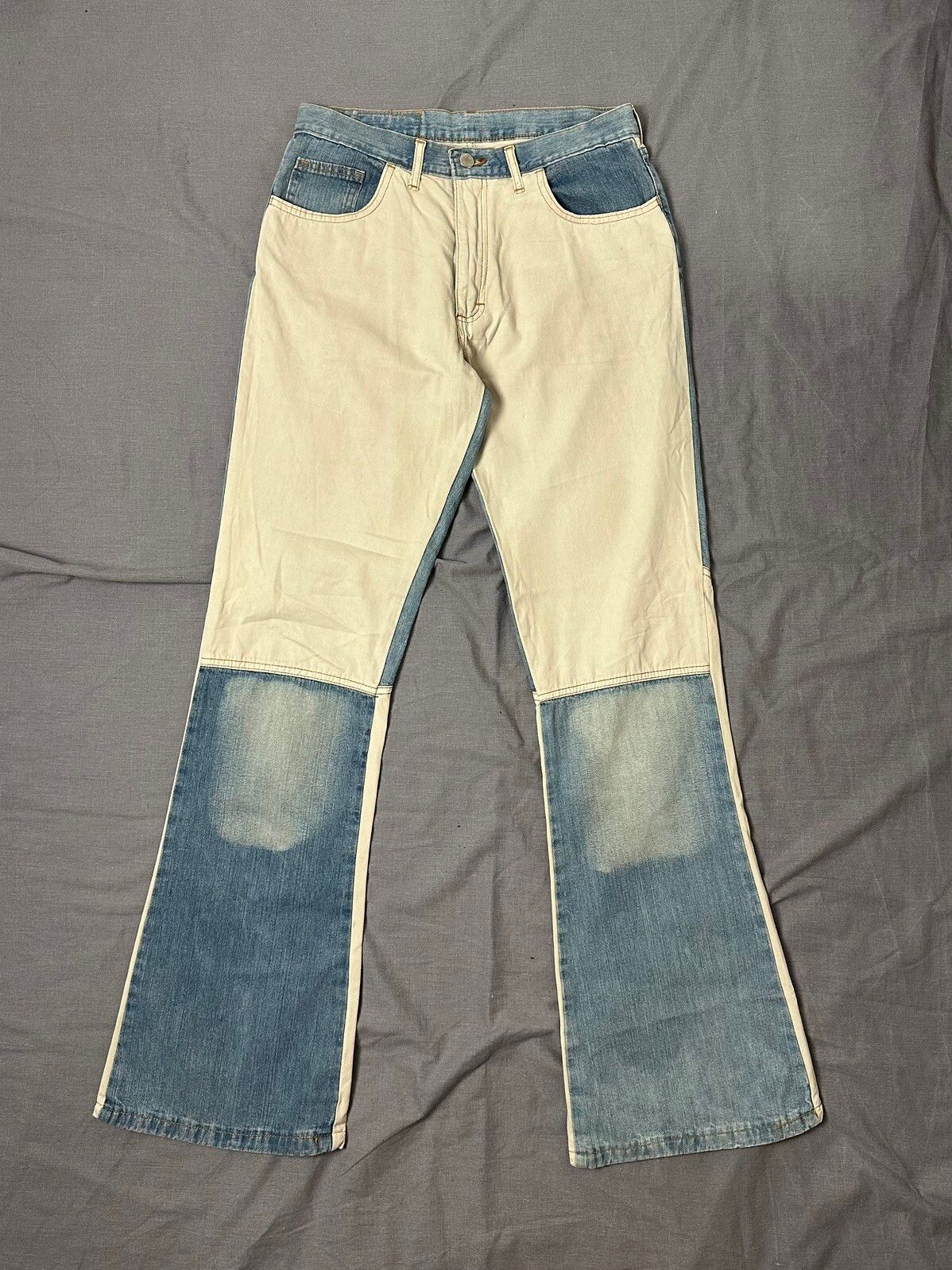 Pre-owned Avant Garde X If Six Was Nine Melvin Kymenty Denim Flare Pants Faded Vintage Japan Style In Blue