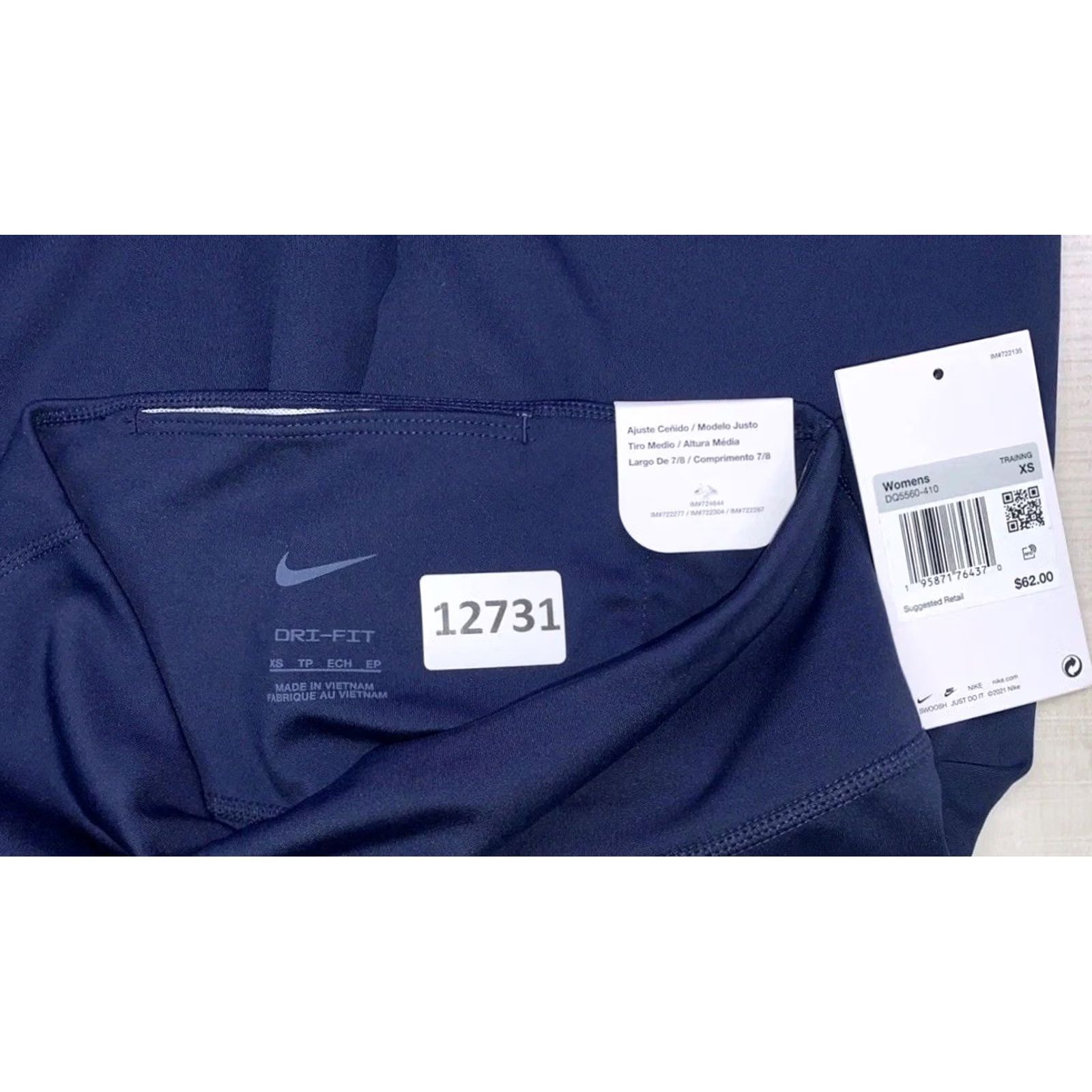 Nike Nike One Tight Fit Mid Rise Blue Workout Running Women’s Leggings XS-12731 Size 26" / US 2 / IT 38 - 4 Thumbnail