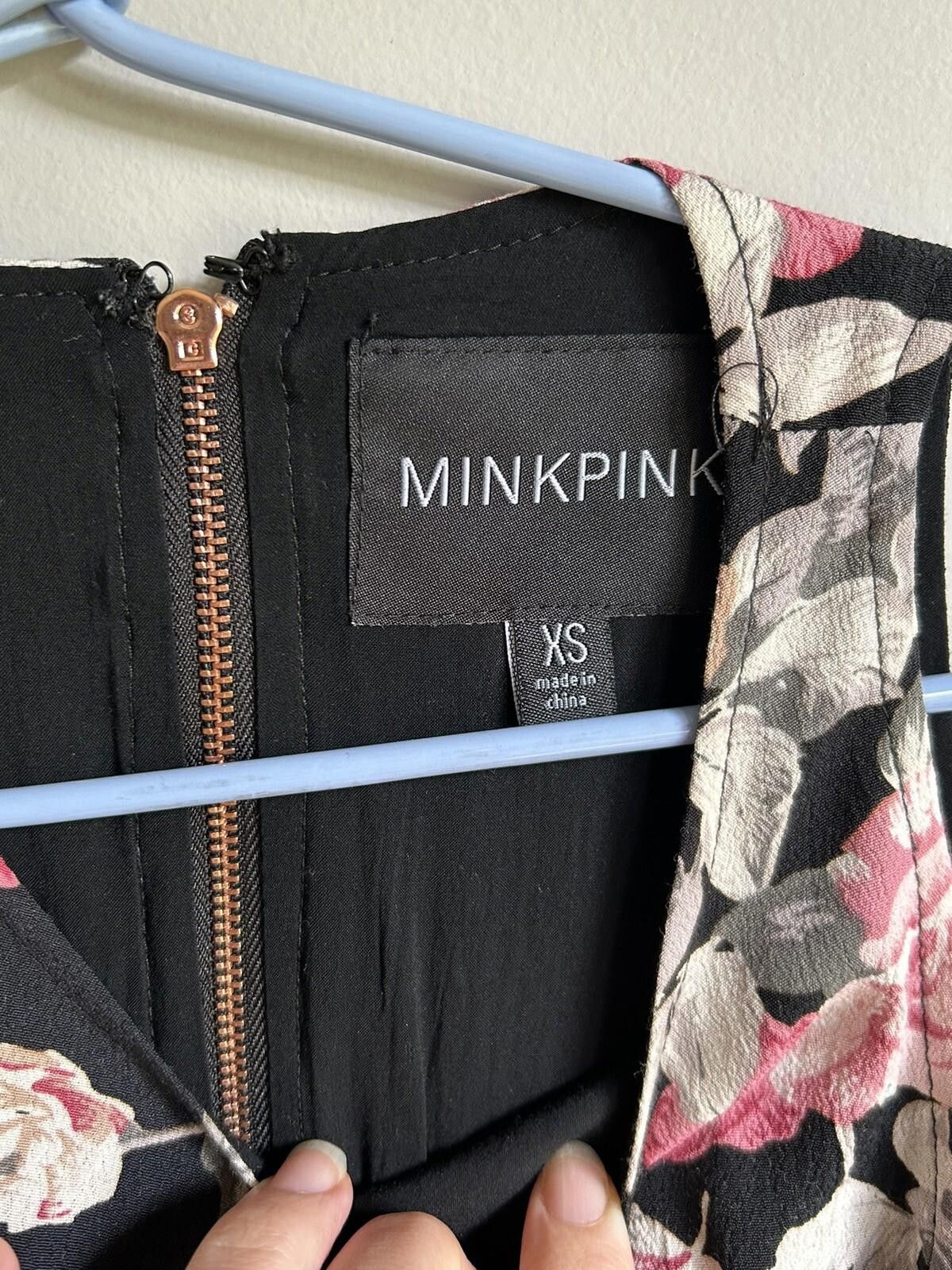MINKPINK Mink Pink Dress Black Pink floral cotton lined Size Xs (001) Size XS / US 0-2 / IT 36-38 - 5 Thumbnail