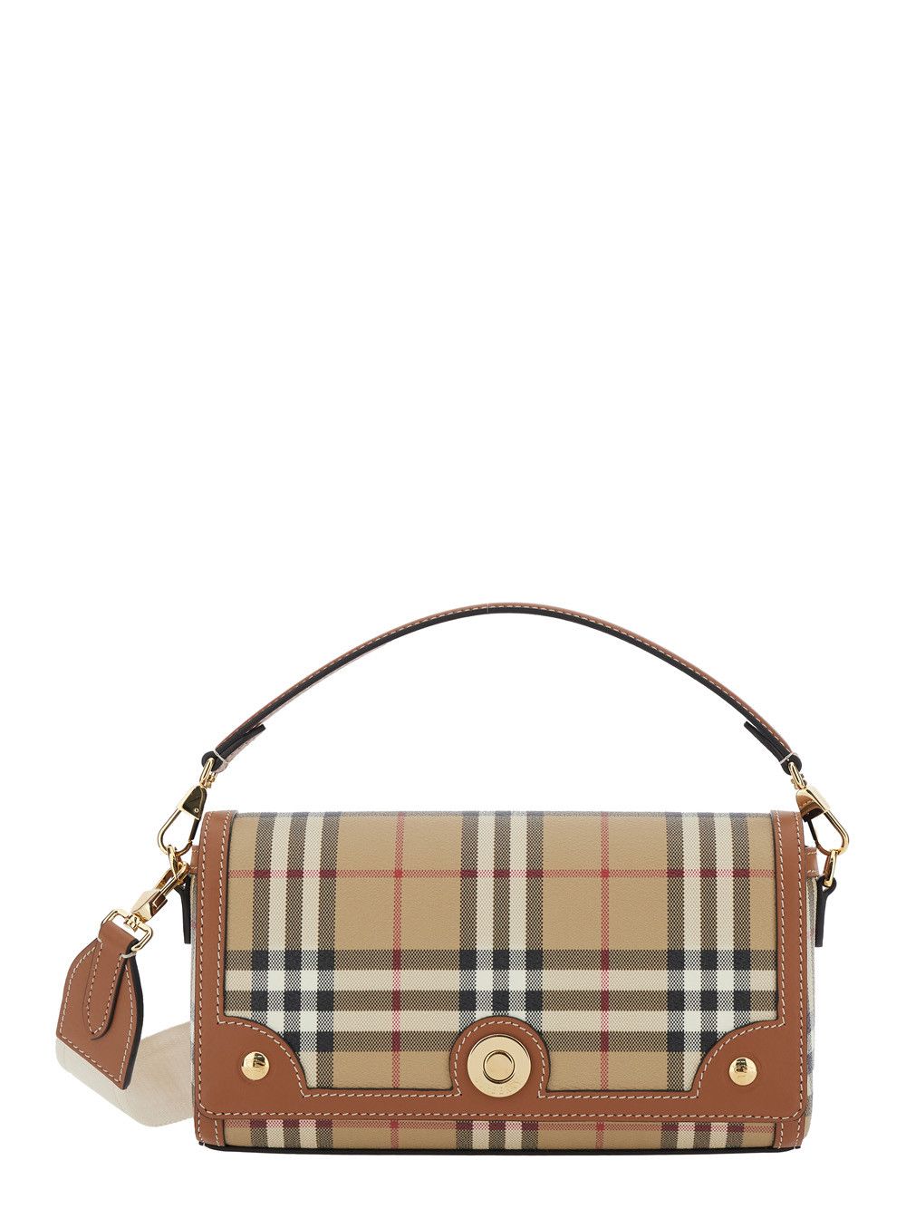 Burberry Beige Handbag with Adjustable and Removable Shoulder Strap and All-Over Check Motif in Cotton Blend for Women Size ONE SIZE - 1 Thumbnail
