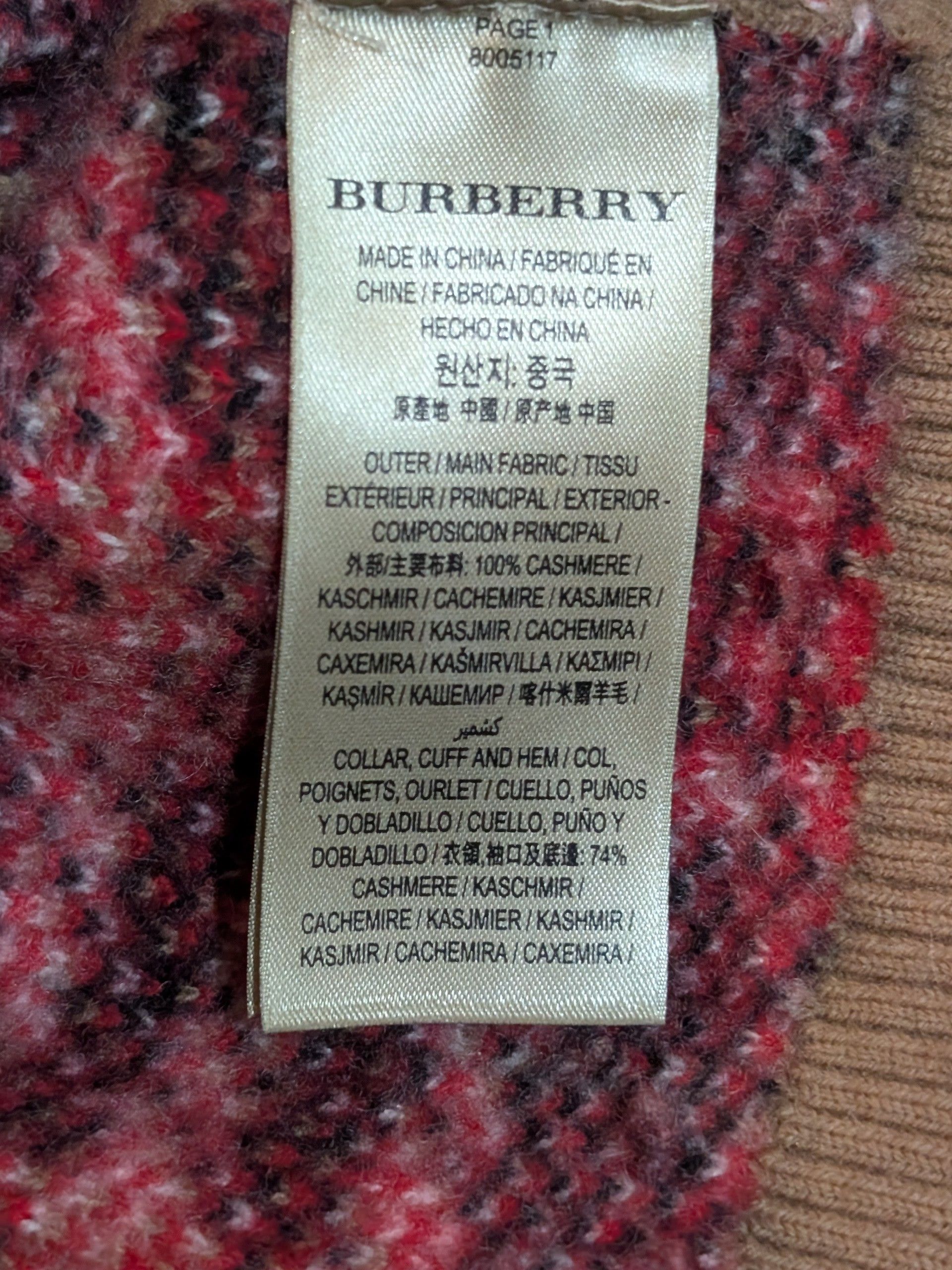 Burberry Burberry Nova Check 100% Cashmere Wool Sweater - Size XL Size US XL / EU 56 / 4 - 5 Thumbnail