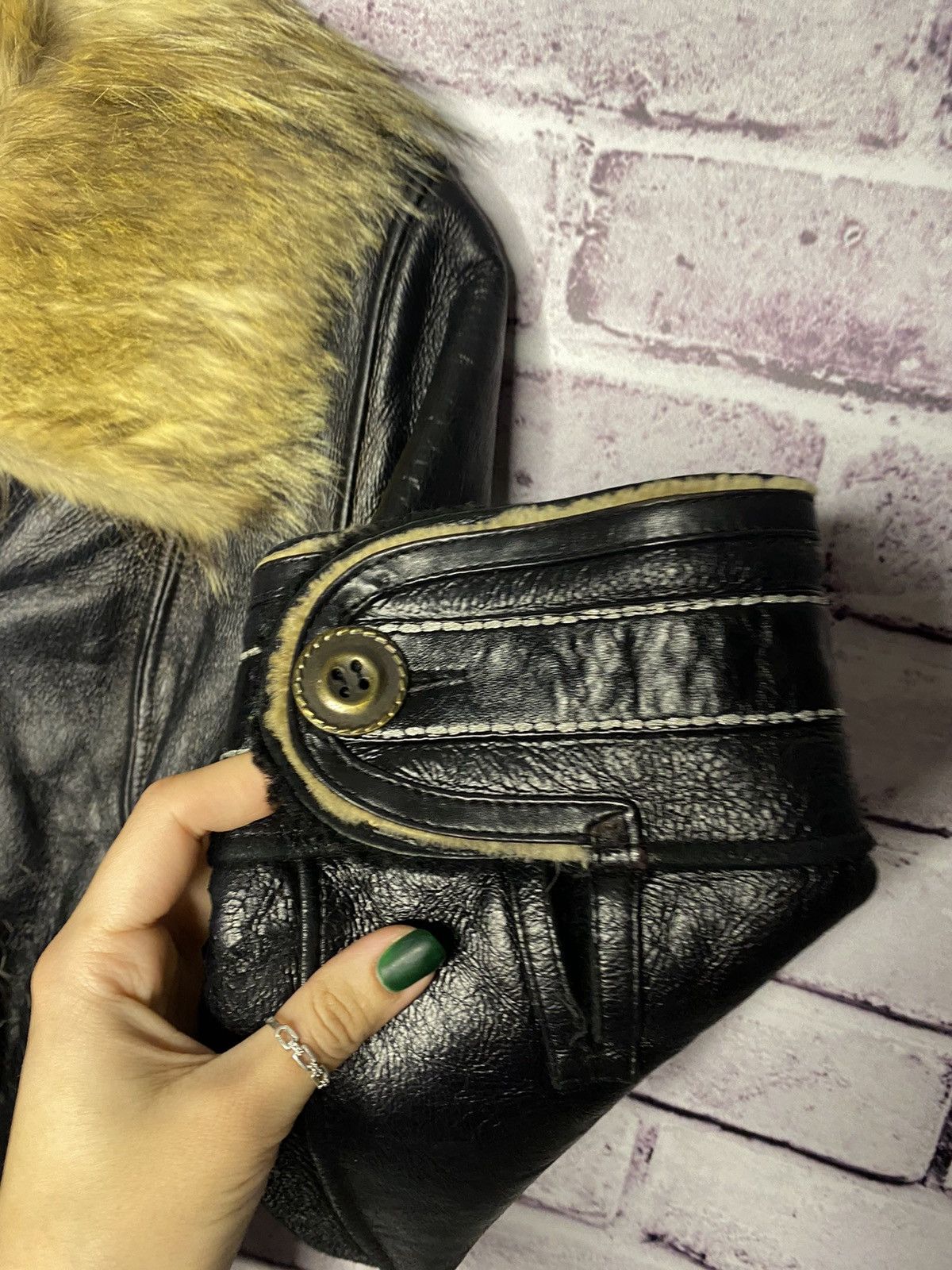 Other Vintage Avant Garde women's leather jacket with natural fur Size S / US 4 / IT 40 - 10 Thumbnail