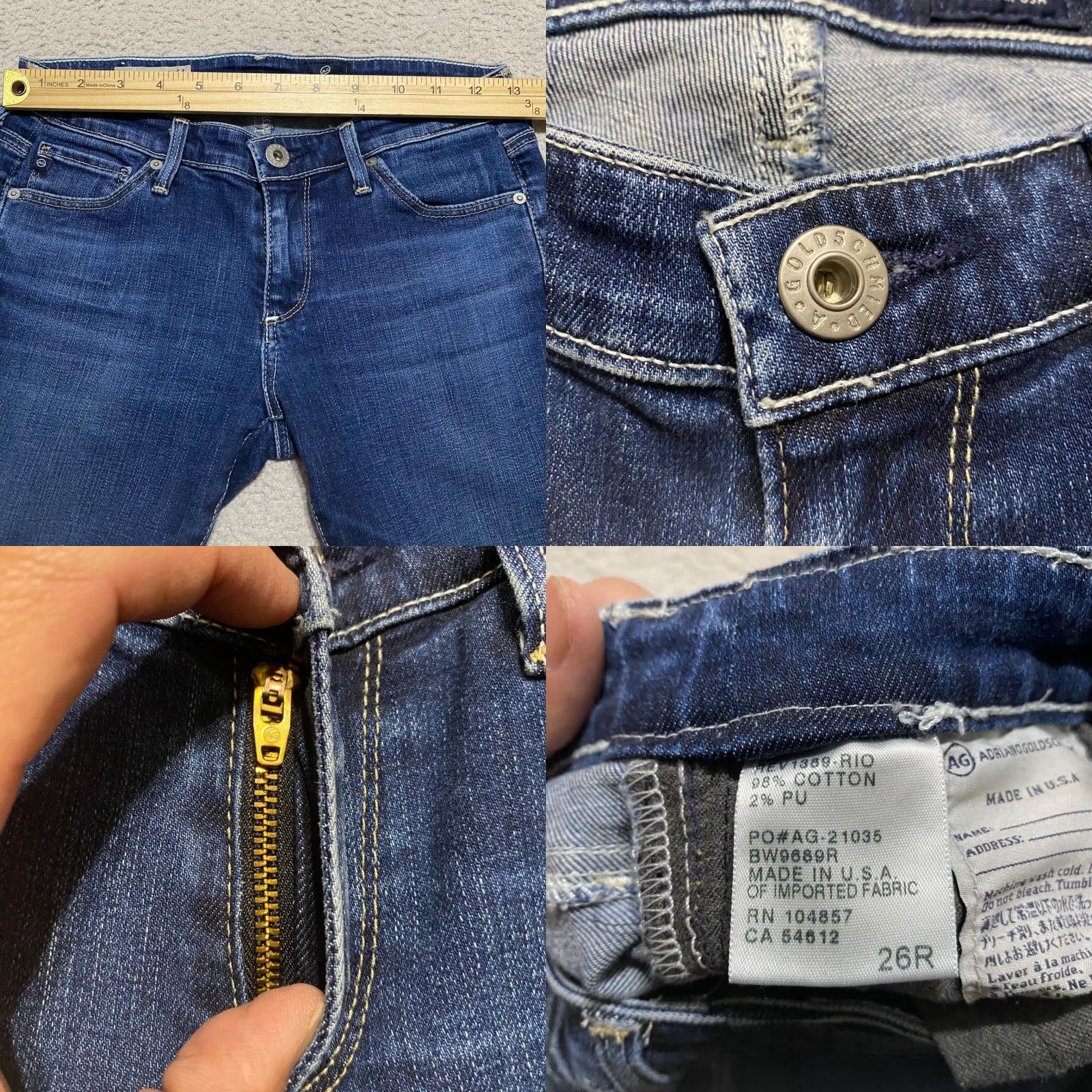Denime AG Adriano Goldschmied Jeans Skinny Womens 26 Blue Denim Dark Wash Legging Ankle Slim Size 26" / US 2 / IT 38 - 8 Thumbnail