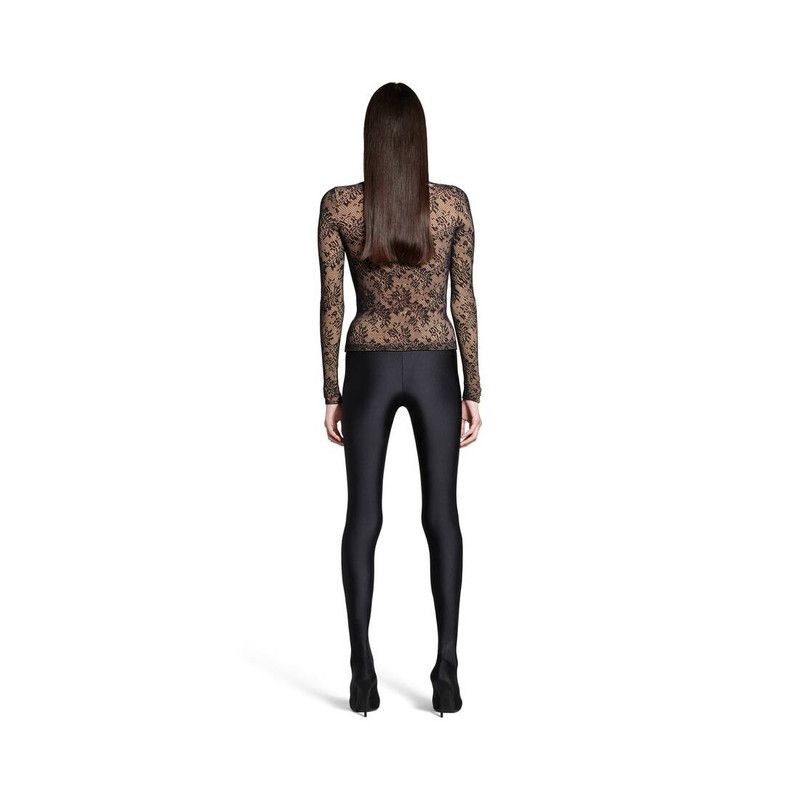Balenciaga o1s1wg110126 Lace Crewneck Top in Beige/Black Size S / US 4 / IT 40 - 4 Thumbnail