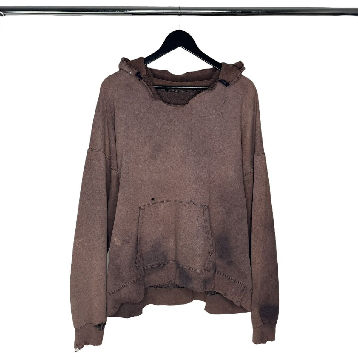 Vintage VINTAGE THRASHED FADED BROWN HOODIE Size US XL / EU 56 / 4 - 4 Thumbnail
