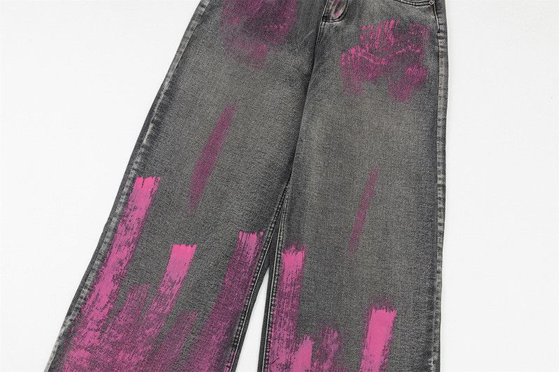 Vintage High street retro Vibe graffiti wide-leg jeans for men Size US 32 / EU 48 - 5 Thumbnail