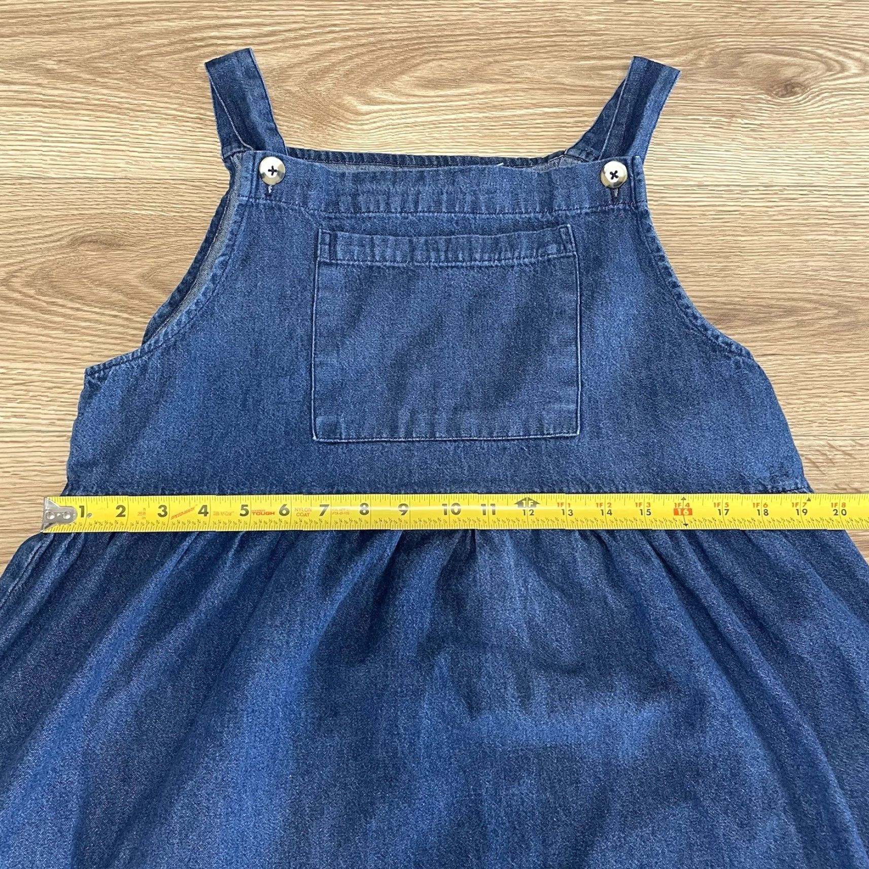 Denime VINTAGE Sunbelt Womens Midi Cotton Dress Sleeveless Pockets Solid Blue Casual Styles Size 32" / US 10 / IT 46 - 6 Thumbnail
