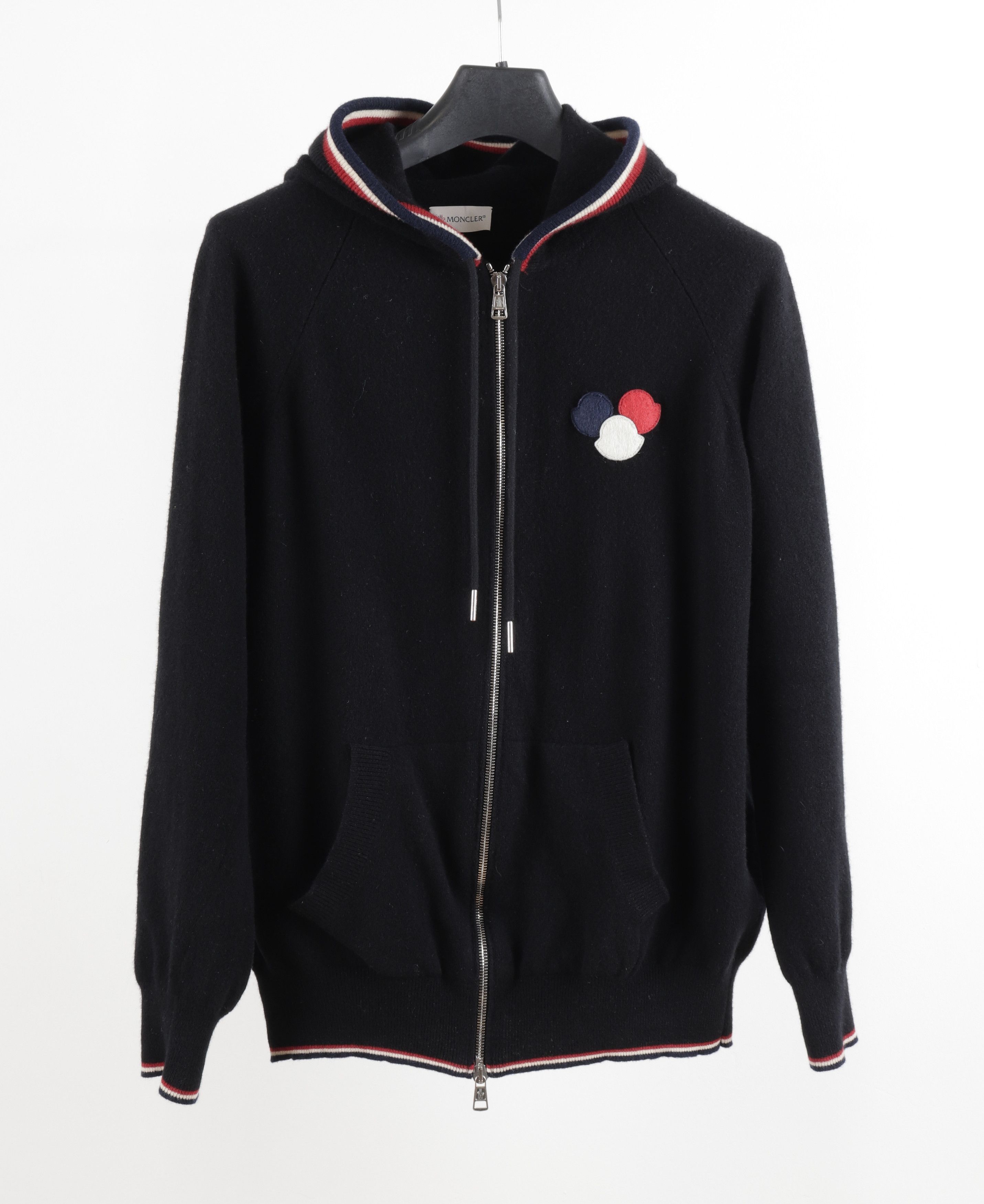 Moncler Moncler Big Logo Wool Black Hooded Zip Up Cardigan Size US S / EU 44-46 / 1 - 9 Thumbnail