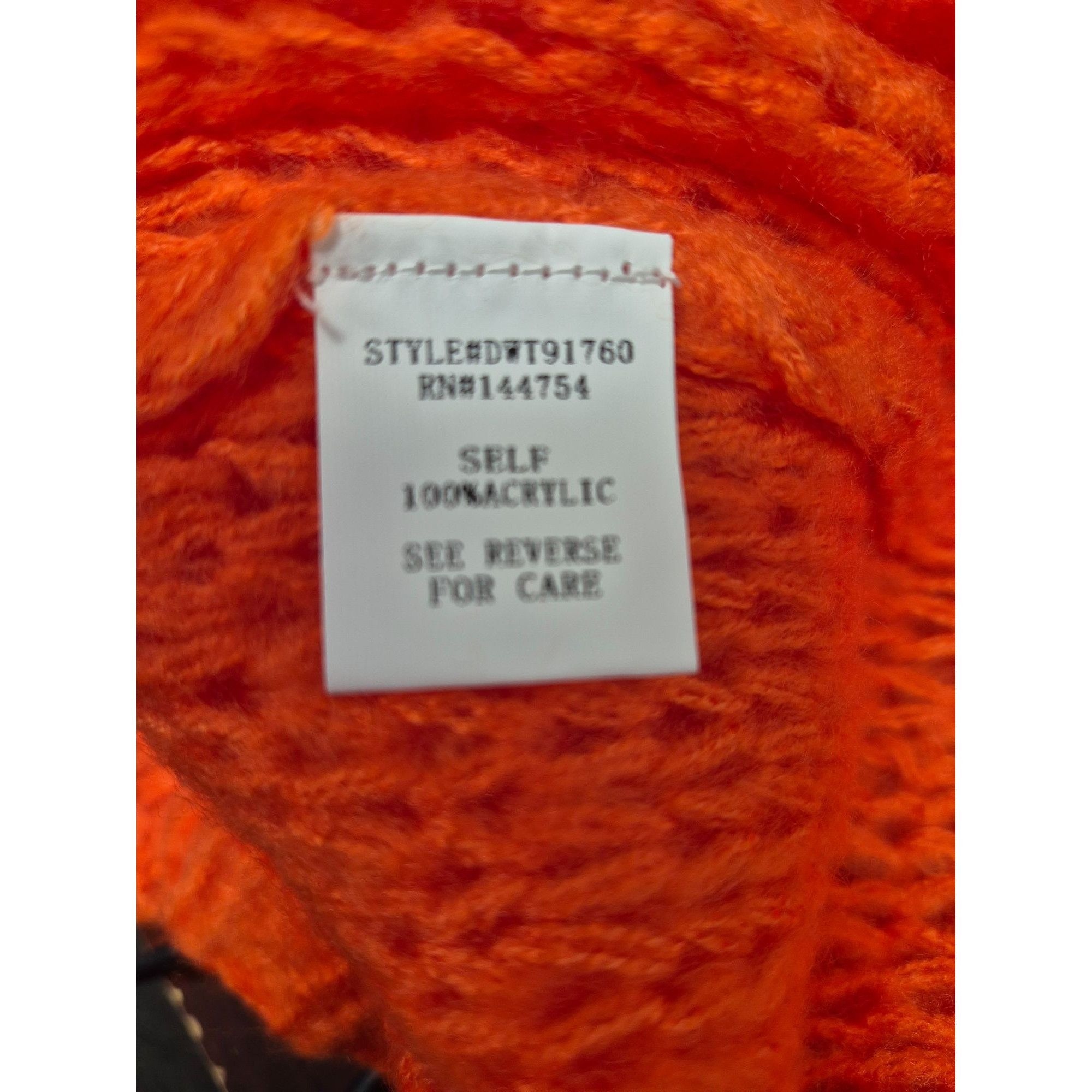 Other Davi & Dani Womens Bright Orange Open-Knit Sweater With Cabl Size L / US 10 / IT 46 - 4 Thumbnail