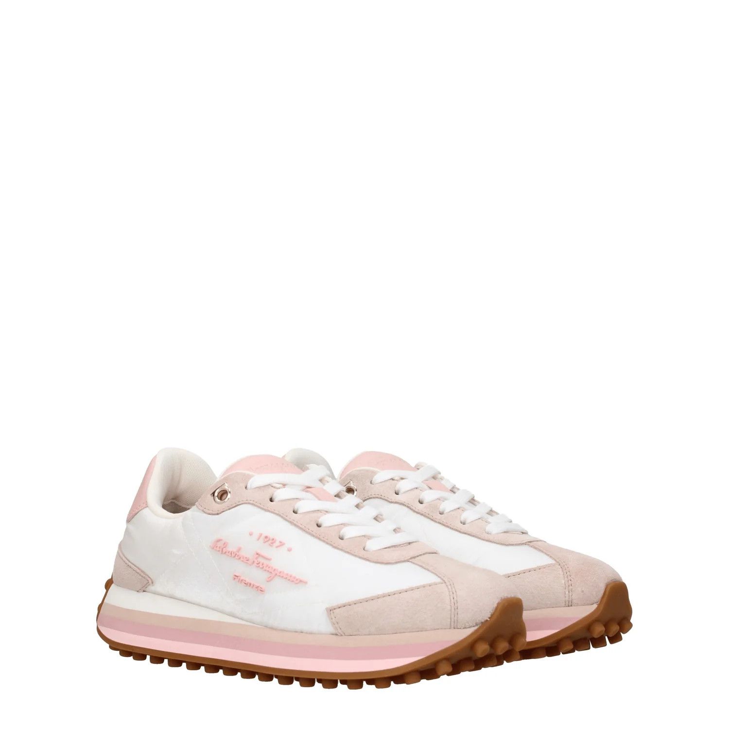 Salvatore Ferragamo ob1o1e1224 Fabric Sneakers in White Pink Size US 8 / IT 38 - 2 Thumbnail