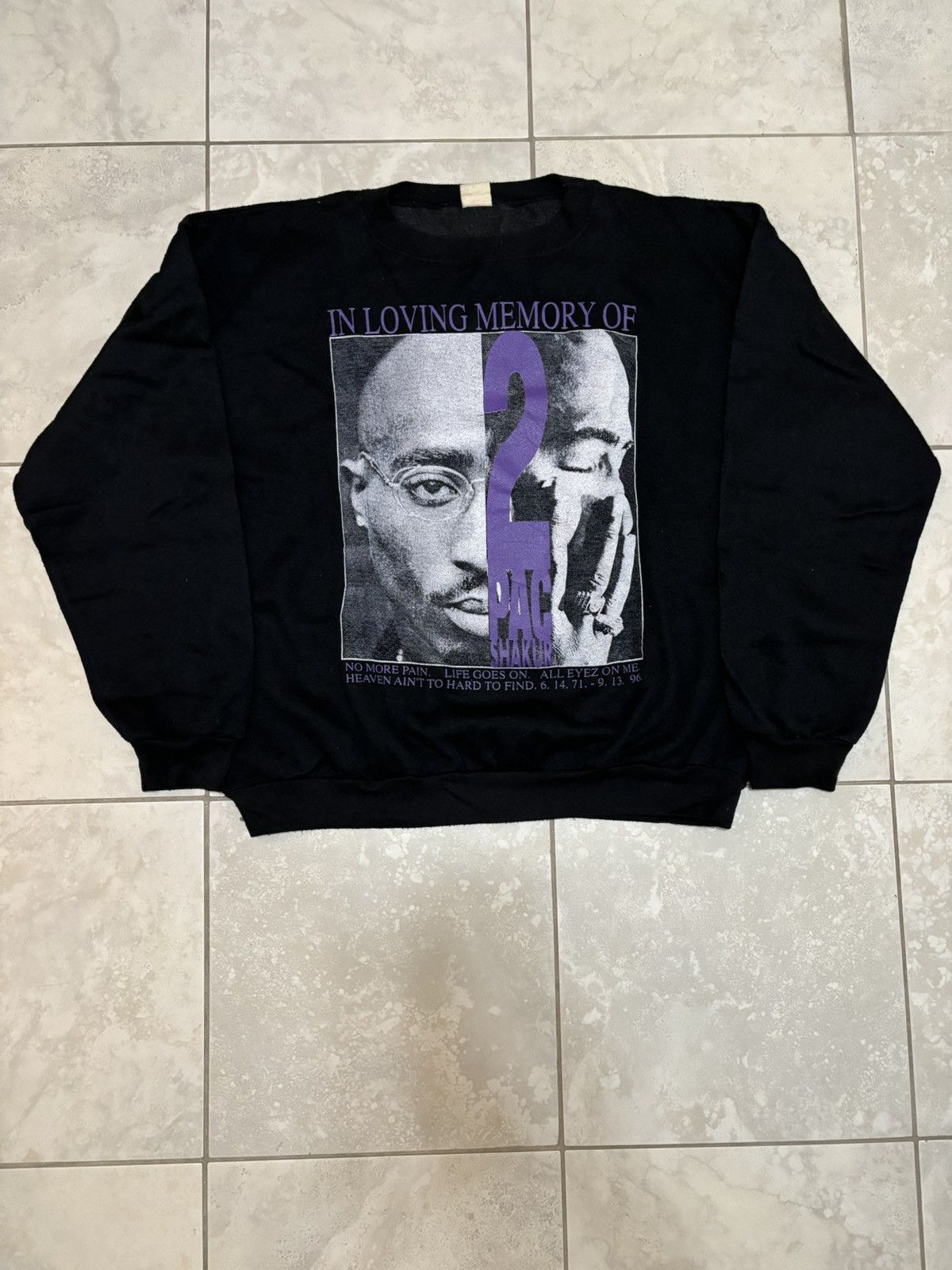 Rare vintage 90s 2pac Tupac Shakur memorial rap tee t shirt