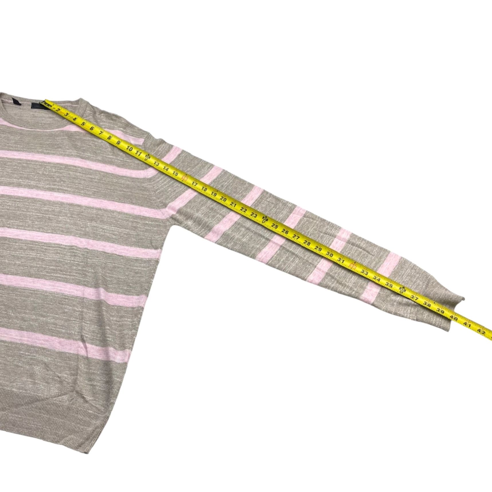 Saks Fifth Avenue Saks Fifth Avenue Men’s Pullover Sweater Beige Pink Stripe Cotton/Viscose 2XL Italy Crew Neck Long Sleeve Knitted Size US XXL / EU 58 / 5 - 7 Thumbnail