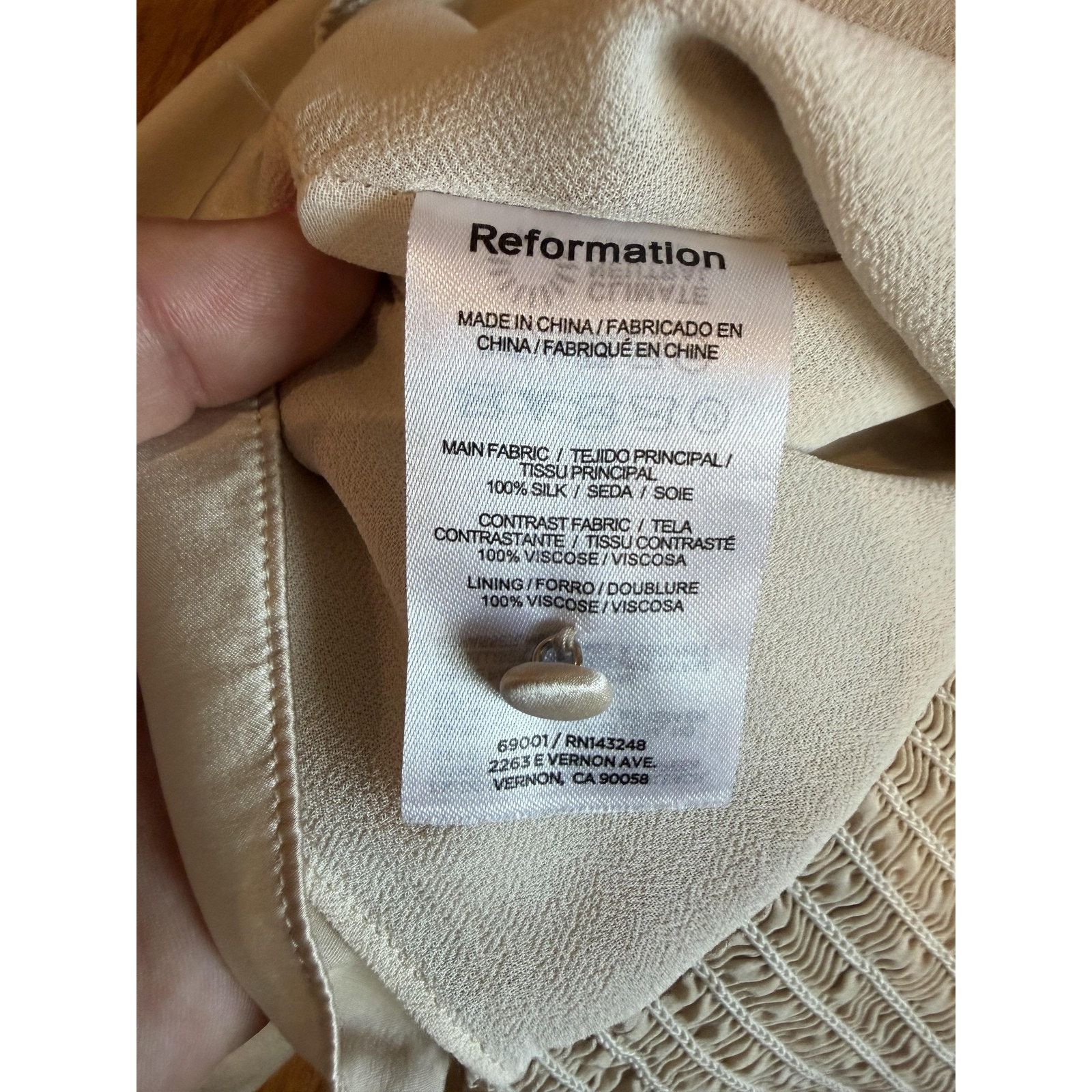 Reformation Reformation Womens Blouse sz 12 Beige Silk Puff Sleeve Size XL / US 12-14 / IT 48-50 - 5 Thumbnail