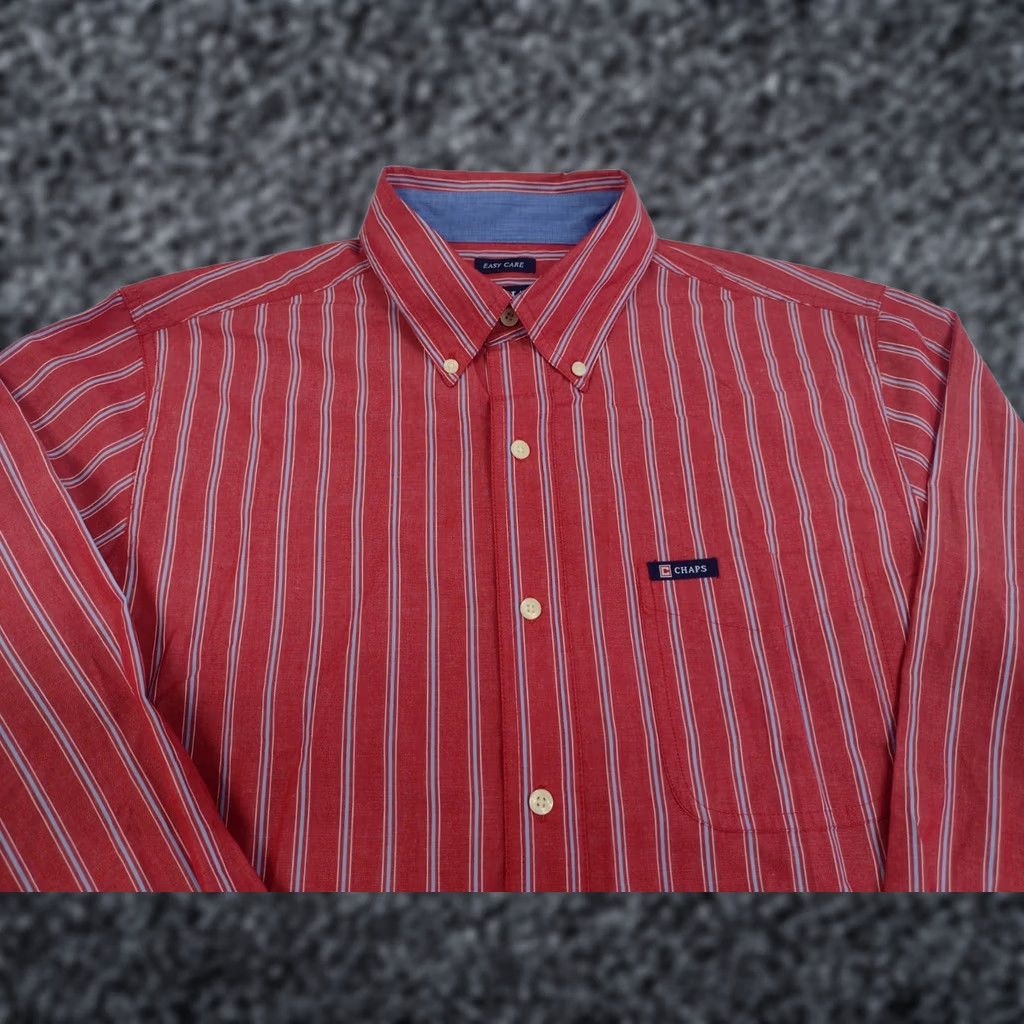 Chaps Chaps Shirt Men Long Sleeve Red/Blue Stripe Button-Down Size M Regular Collar Button-Up #1688 Clothing, Colorful, 60% Cotton/40% Polyester, Easy Care Size US M / EU 48-50 / 2 - 1 Thumbnail